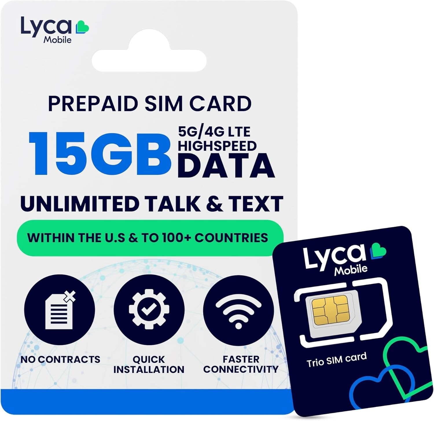 Lycamobile Prepaid SIM Card 15GB W/  10GB Hotspot Unlimited Intl Talk/Text 5G/4G