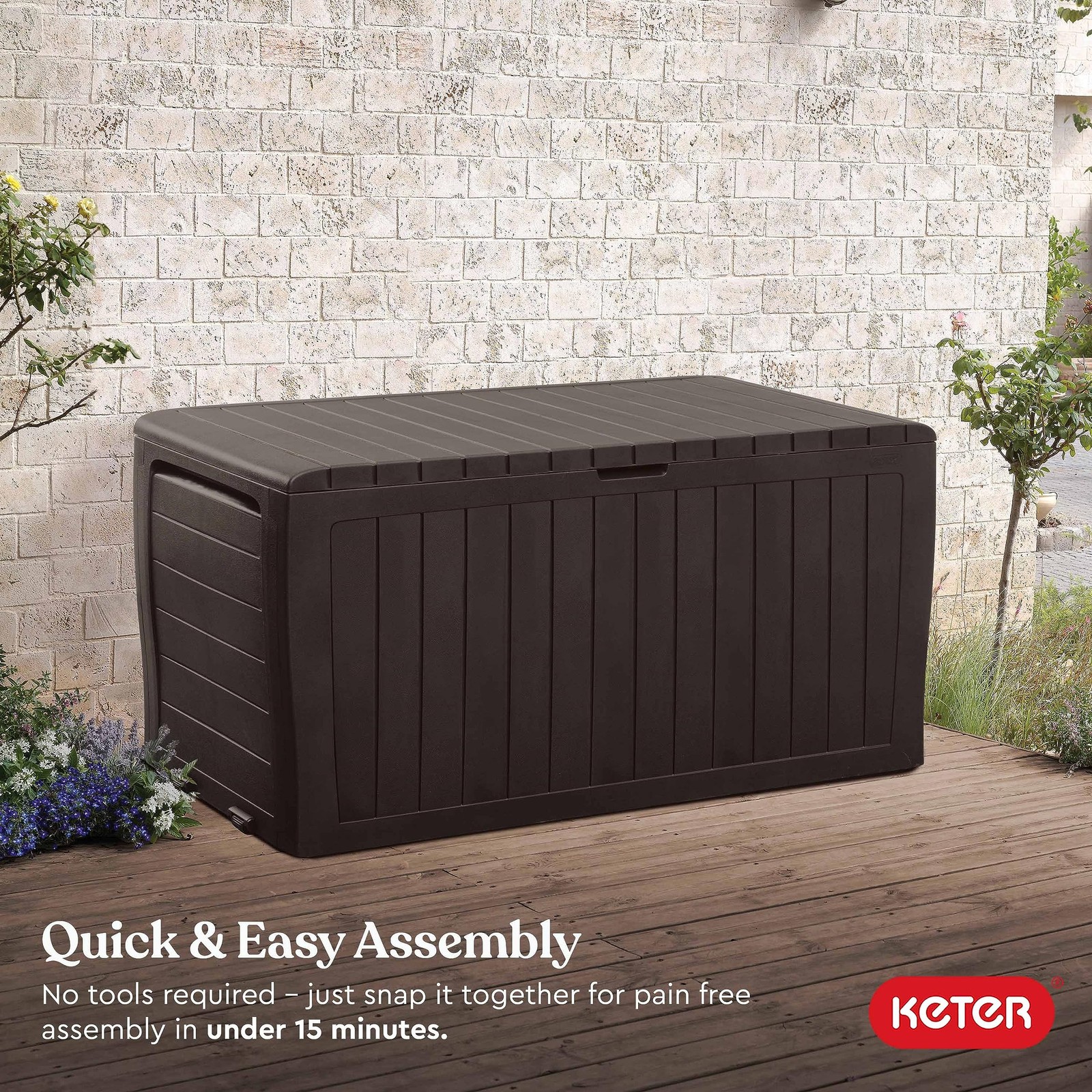 Marvel Plus 71 Gallon Resin Outdoor Storage Box for Patio Furniture Cushions,...