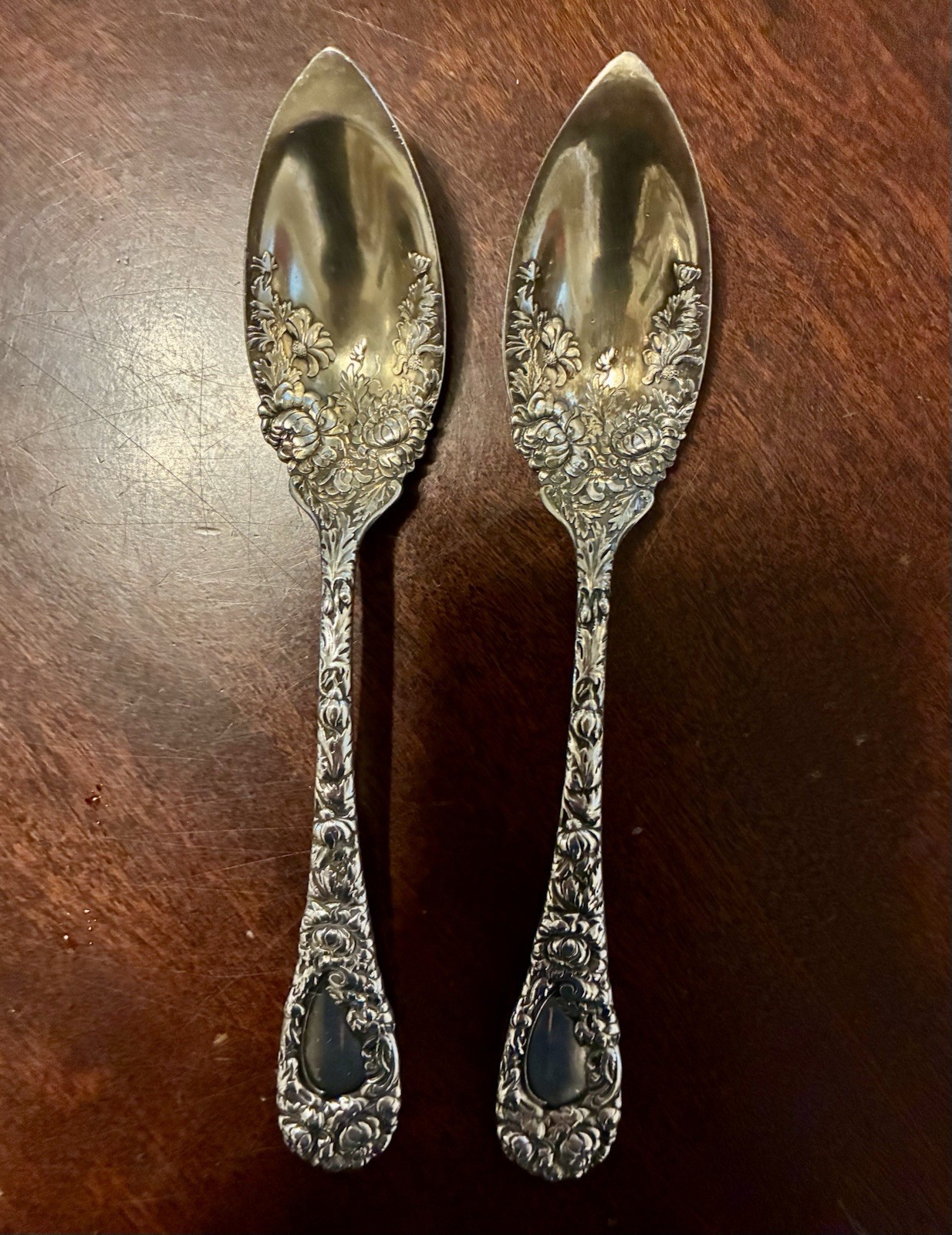 Antique Ornate Sterling Silver Grapefruit Spoons