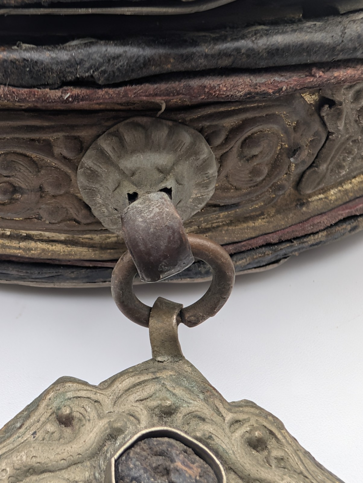 Antique 19thC Tibetan Chakmak Tinder Pouch & Matching Leather Belt Strap Set