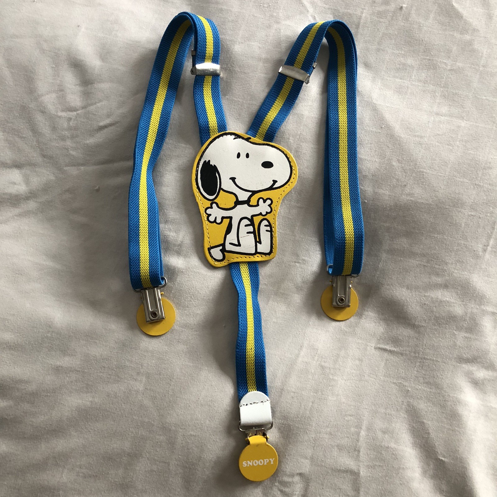 Vintage Boys Snoopy Peanuts Suspenders - Blue & Yellow