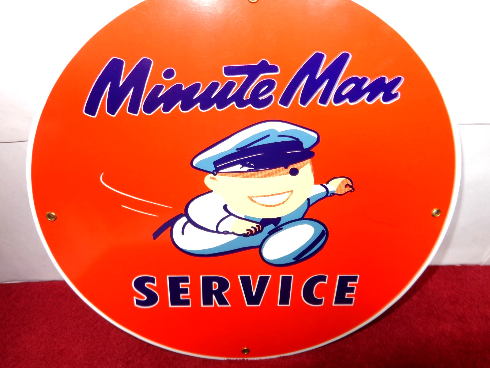 VINTAGE 10 in UNION 76 MINUTE MAN SERVICE ADVERTISING SIGN HEAVY METAL - S 196A