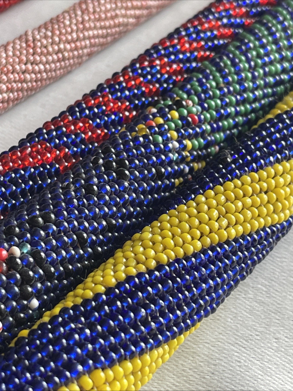 5-Vintage African Beaded Wooden War Club Throwing Stick Ceremony Spiritual Art