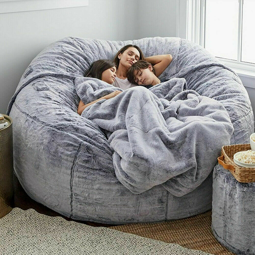 Microsuede 7FT Foam Giant Bean Bag Memory Living Room Chair Lazy Sofa Soft Cover
