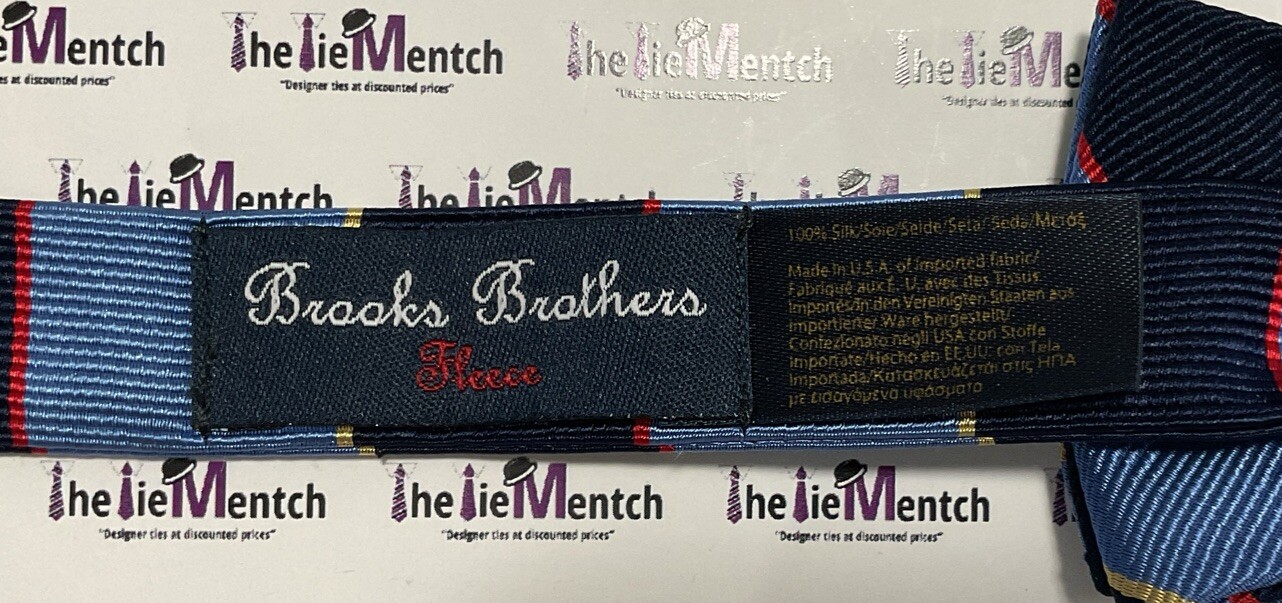 BROOKS BROTHERS Boys Blue Multicolor “Red Fleece” Bow Tie Silk (New-Minor Flaws)