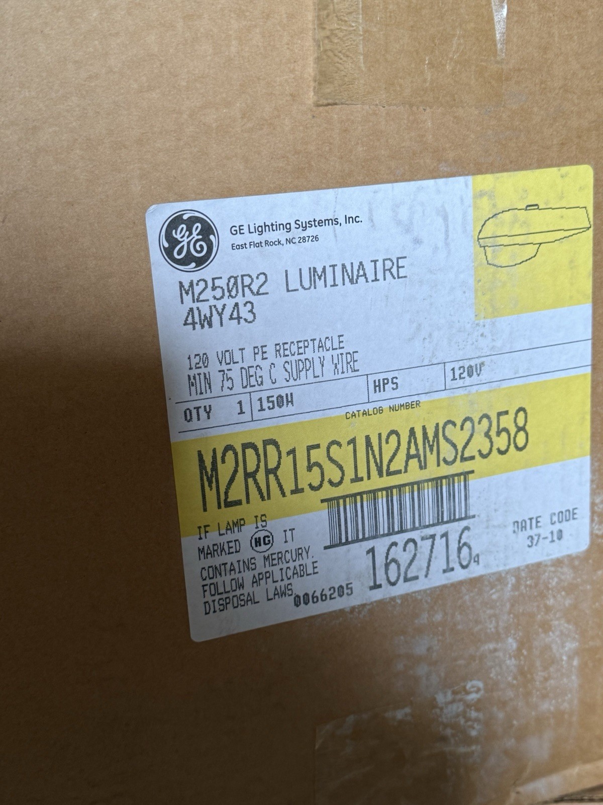 GE LIGHTING M2RR15S1N2AMS2358 High Pressure Sodium Parking Lot Light Fixture 120