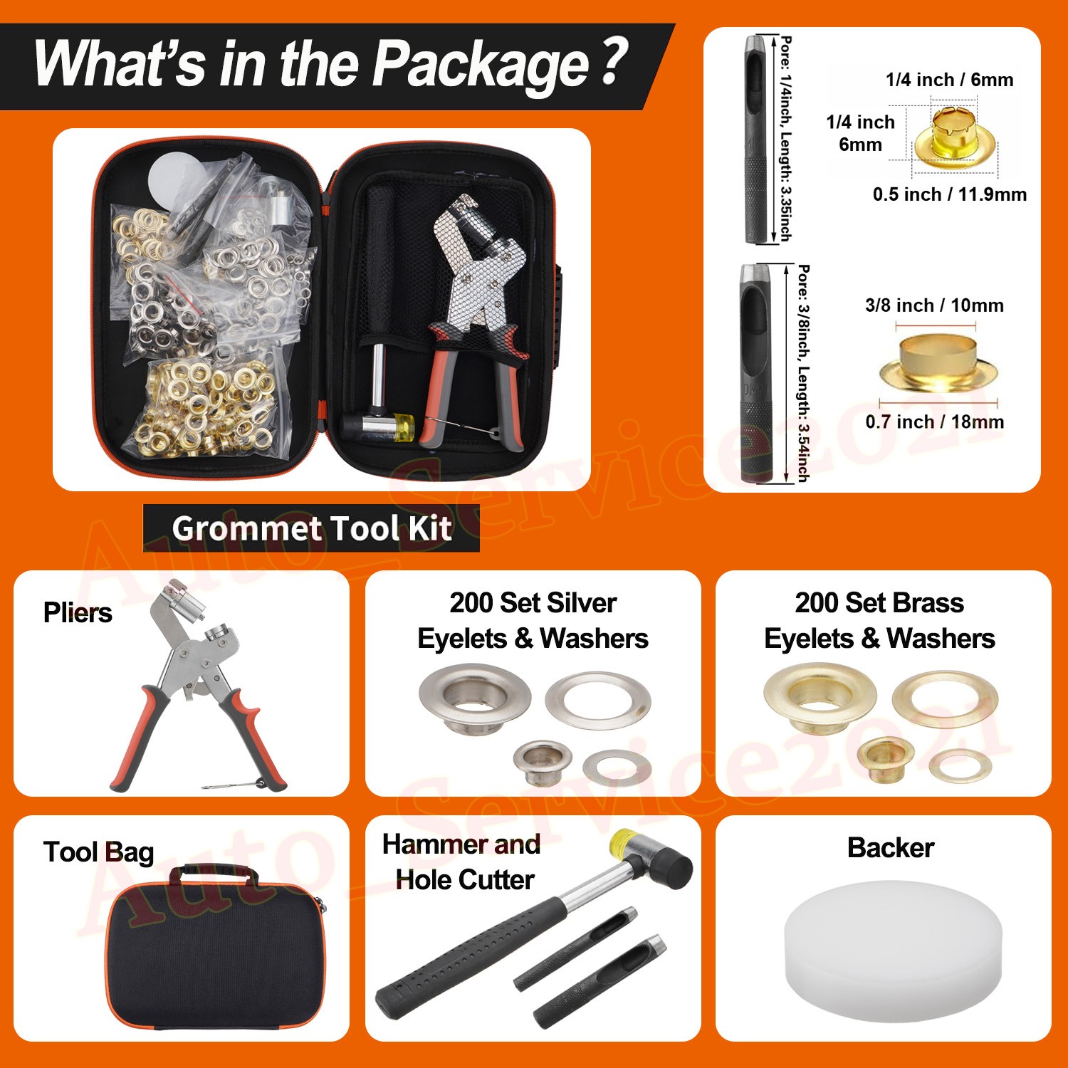 Grommet Tool Kit, Handheld Hole Punch Pliers, Hammer, Hole Punch, 400PCS Eyelets