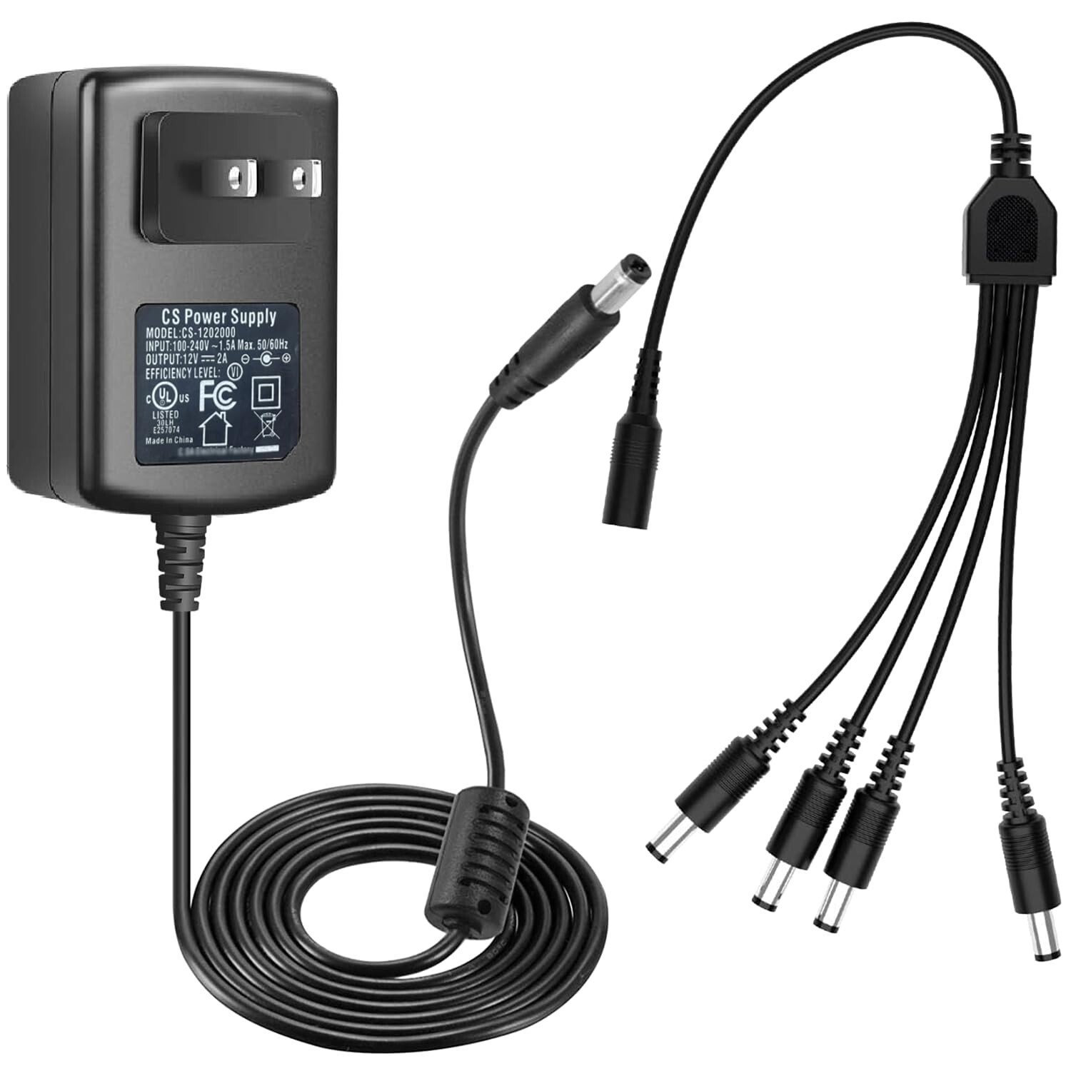 Swann OEM 2A 12 Volt Power Supply with 4 way splitter UL Listed Powers 4 Cameras