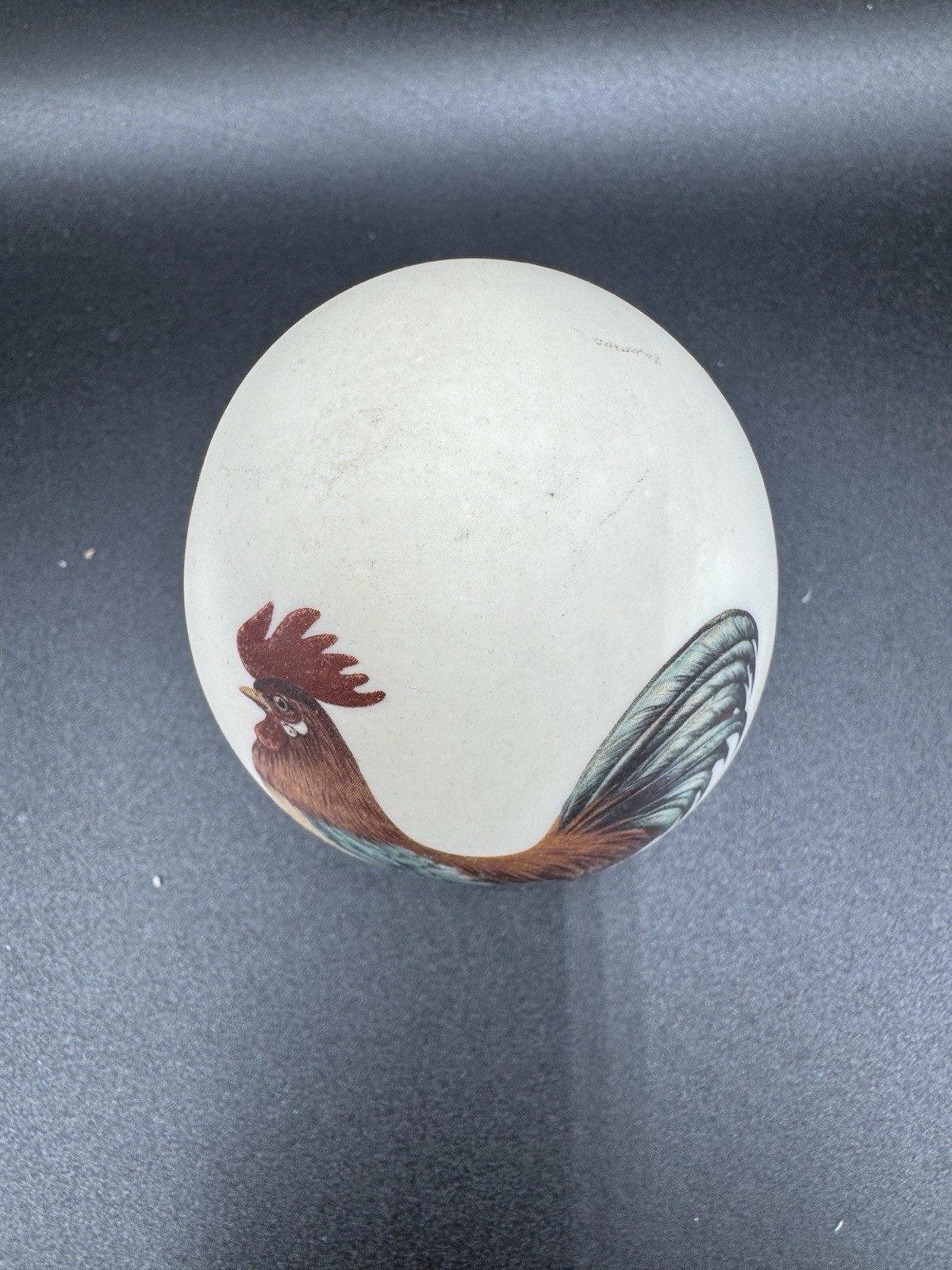 Large Egg With Rooster Design 3”Ceramic French Country Cottage Core