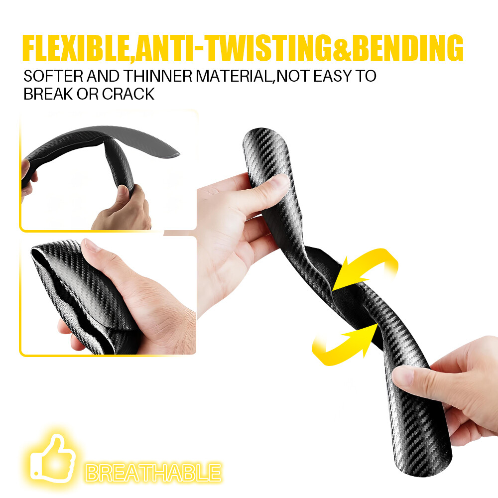 2X Carbon Fiber Universal Car Steering Wheel Booster Cover NonSlip Accessory EOA