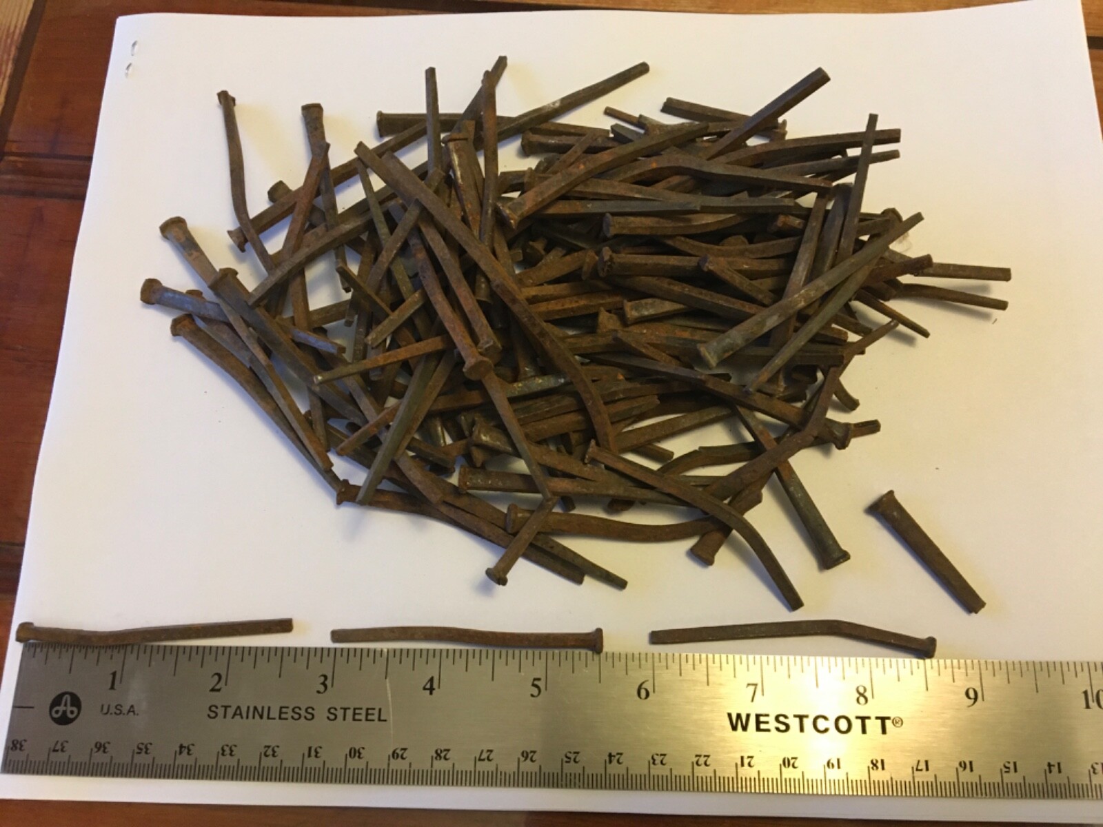 120+ OLD HAND CUT SQUARE HEAD 2 1/2” NAILS, RUSTY 1800’S 1900’S No25