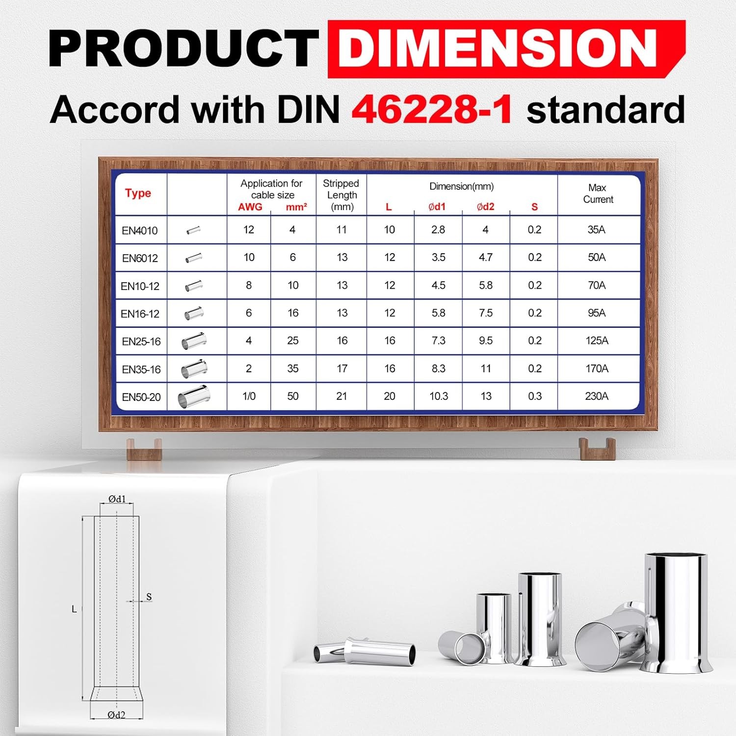 168 Pcs Wire Ferrules Kit 12-1/0 Gauge Tinned Crimp Copper Ferrule Connectors