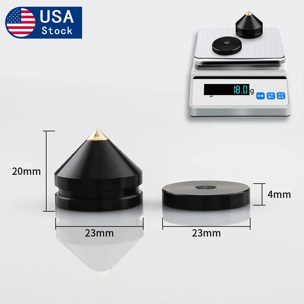 4X Aluminum Alloy Speaker Foot HiFi Shockproof Isolation Spikes Stand Pad Black