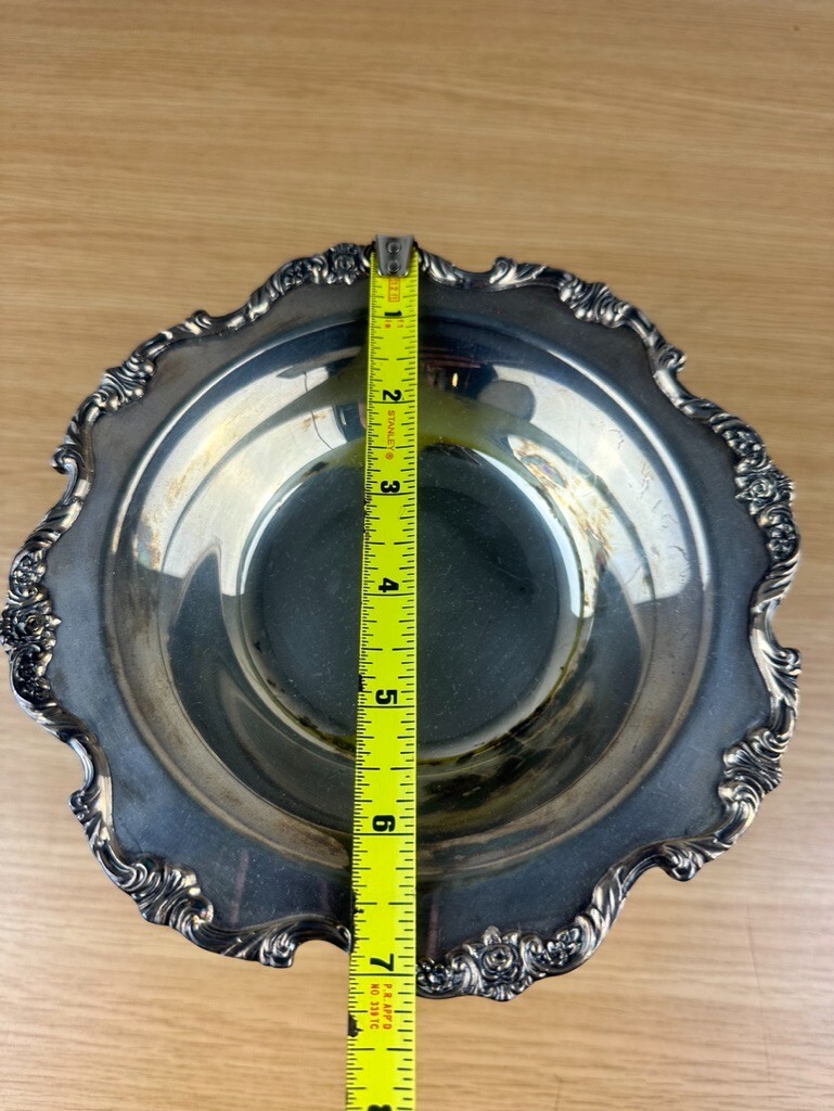 VINTAGE WALLACE ROYAL ROSE SILVER COMPOTE TAZZA FOOTED TRAY