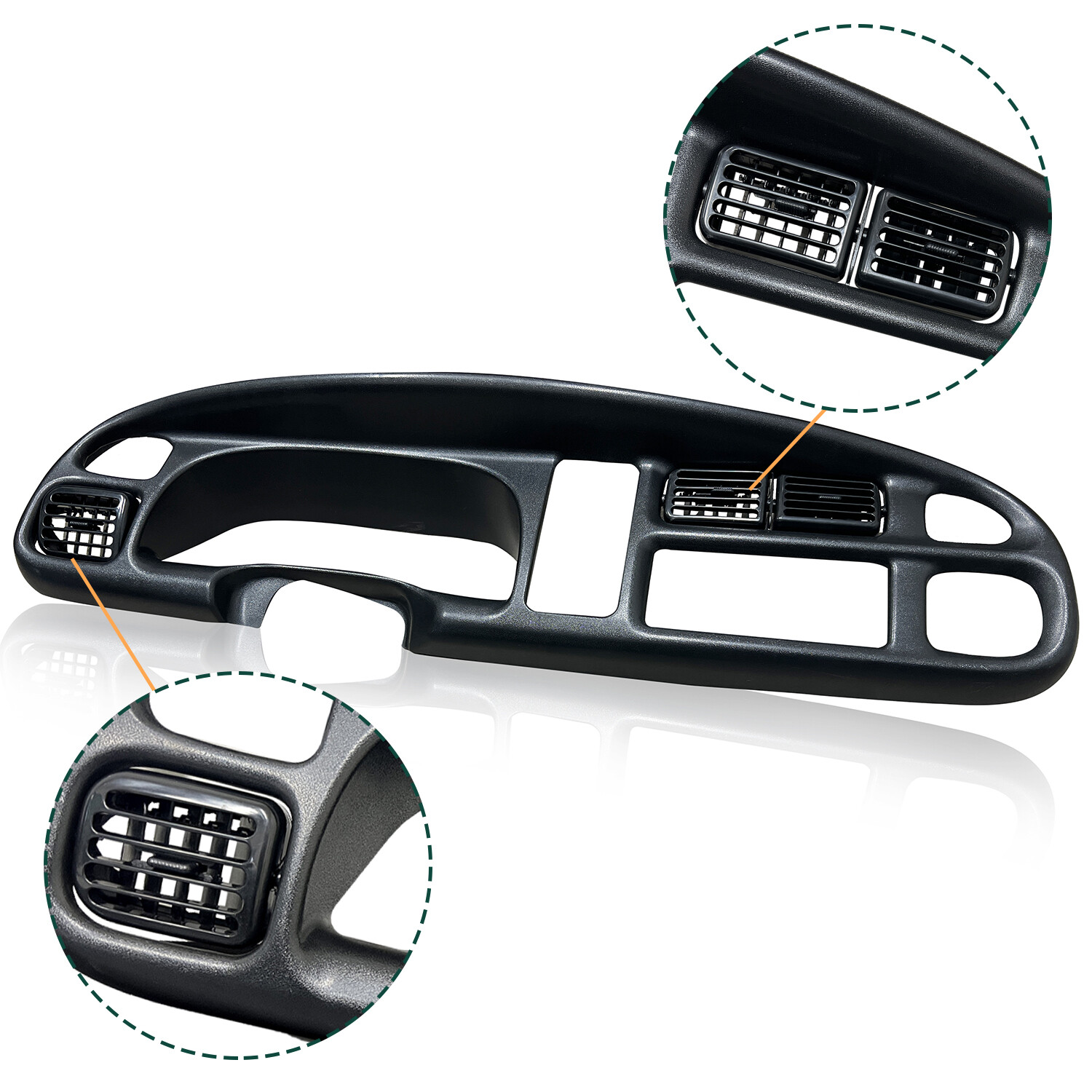 For 98-2002 Dodge Ram 1500 2500 3500 Pickup Black Dash Board Bezel W/ Vents