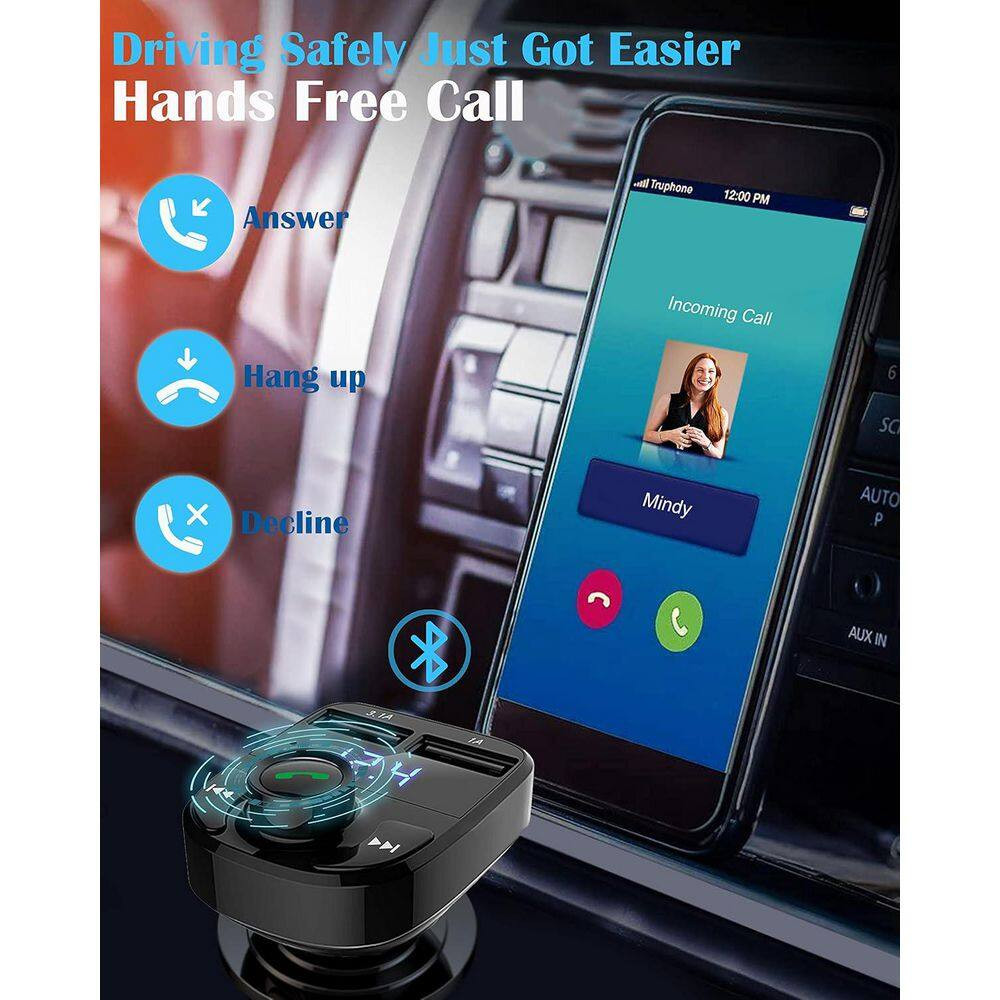 Wireless Bluetooth FM Transmitter Car Charger Handsfree Call Music Adapter Dual