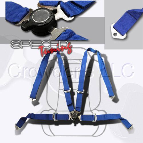 NRG Seat Belt 4 Point Safety Harness Kit Cam Lock Blue
