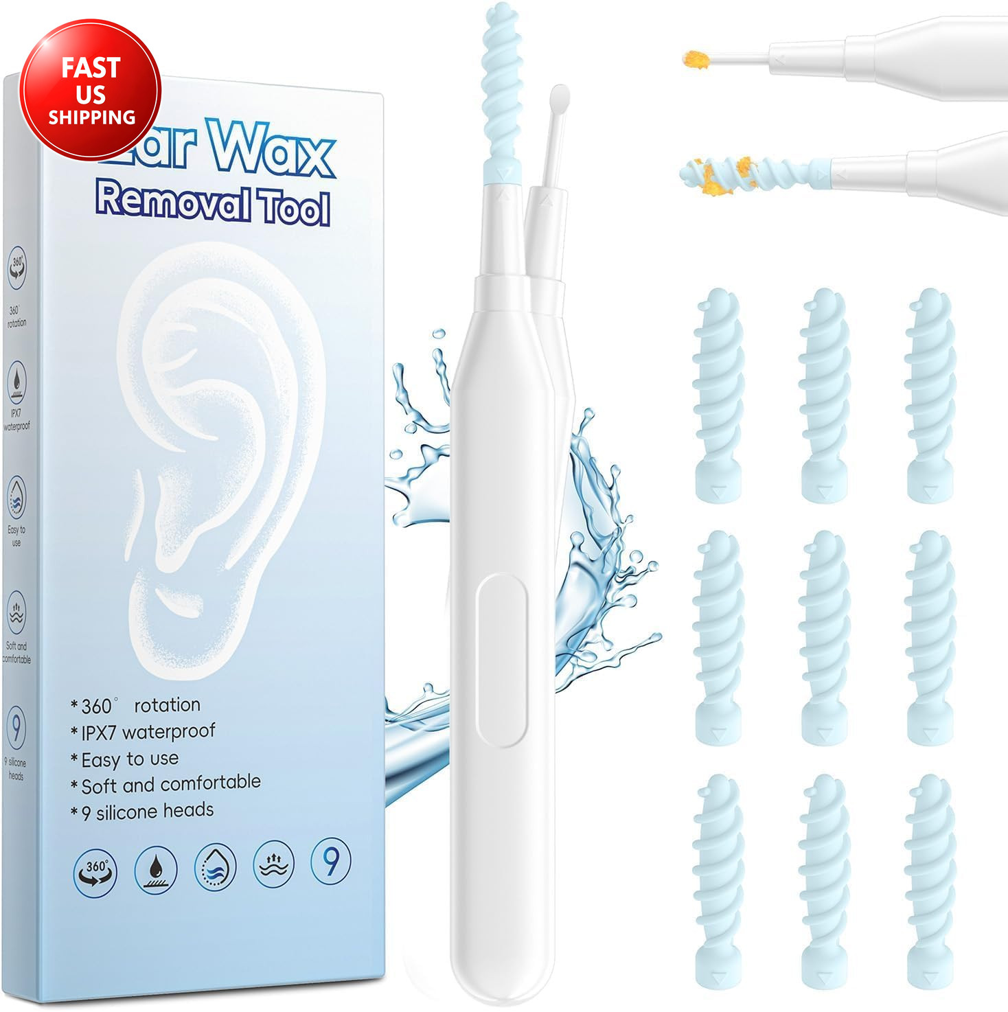 Ear Wax Removal Tool, Multifunctional Spiral Ear Cleaner, Q Grips Earwax Cleanin