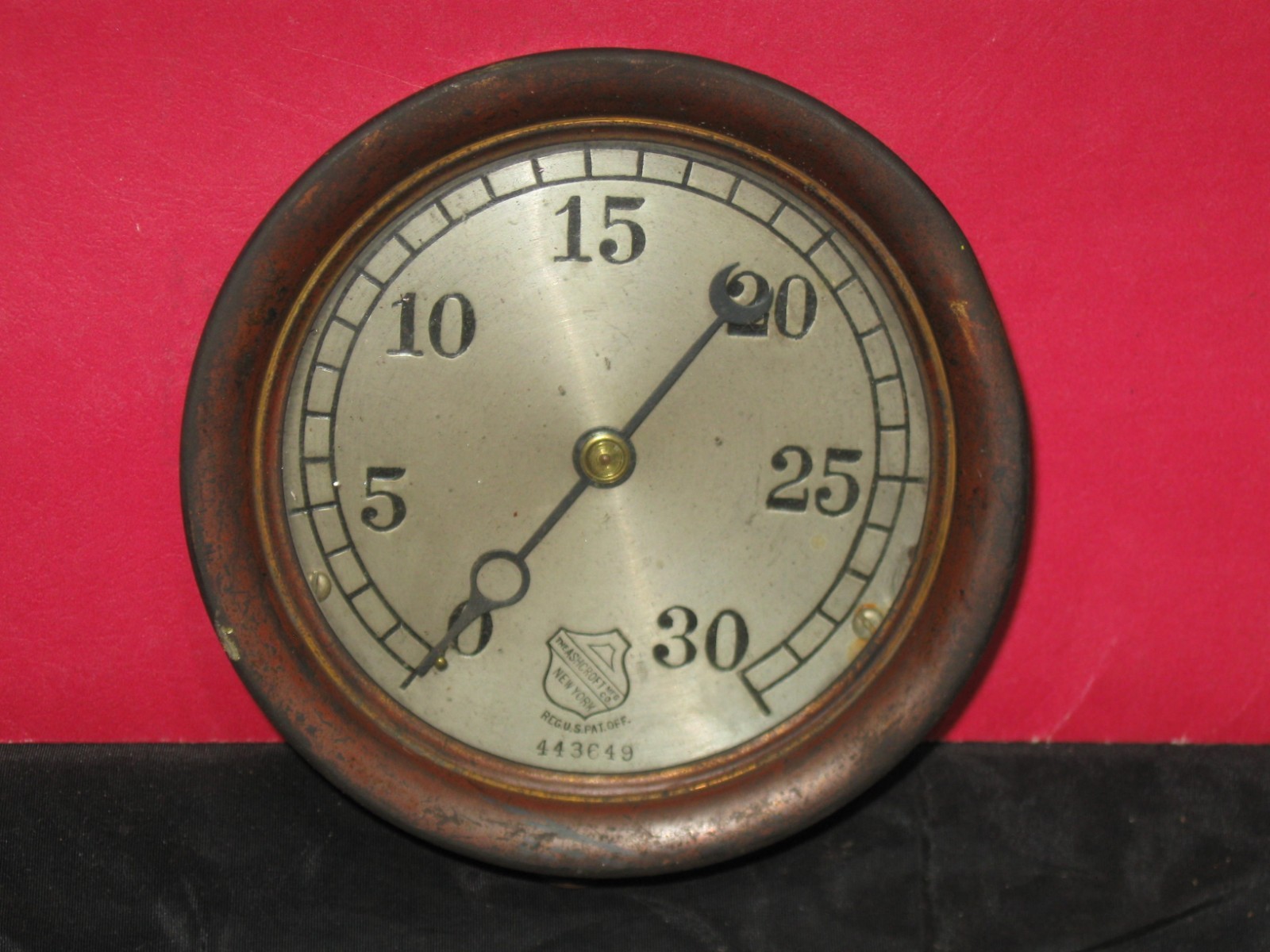 Antique Ashcroft Mfg Co Brass Steam 30 PSI Gauge Boiler Engine GREAT STEAMPUNK