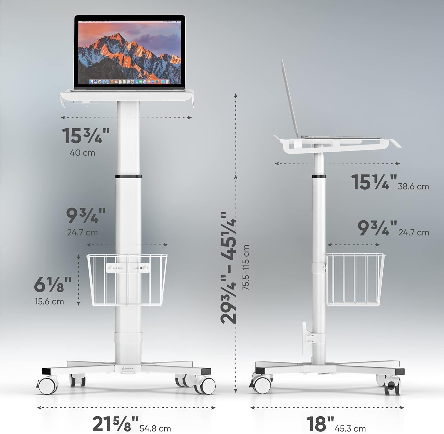 ONKRON Hospital Mobile Laptop Cart on Wheels with Load up to 17.6 lbs