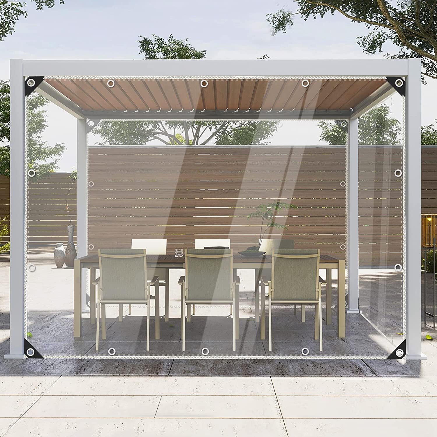 Clear Tarpaulin Waterproof Heavy Duty Transparent PVC Tarp with Eyelets Outdoor