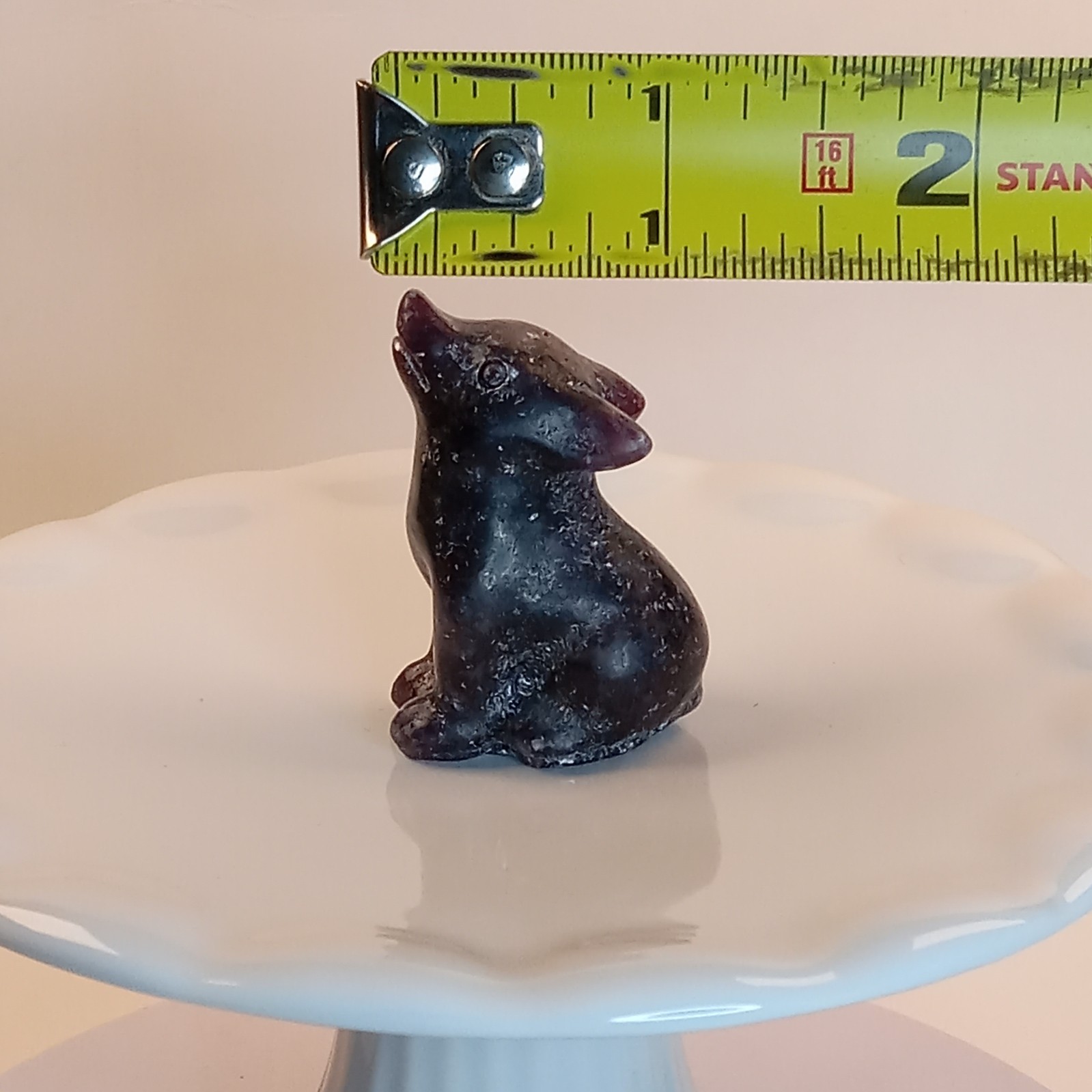 Lepidolite Crystal Wolf Carving Purple Polished Animal 27g | F37