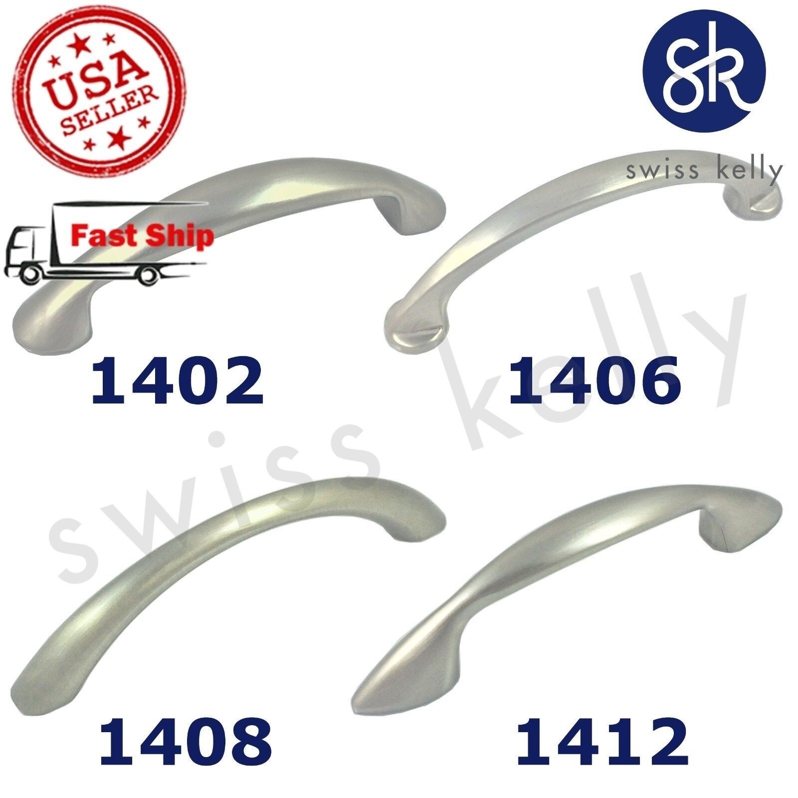 Swiss Kelly Hardware Satin Nickel Kitchen Cabinet Handles Drawer Pulls