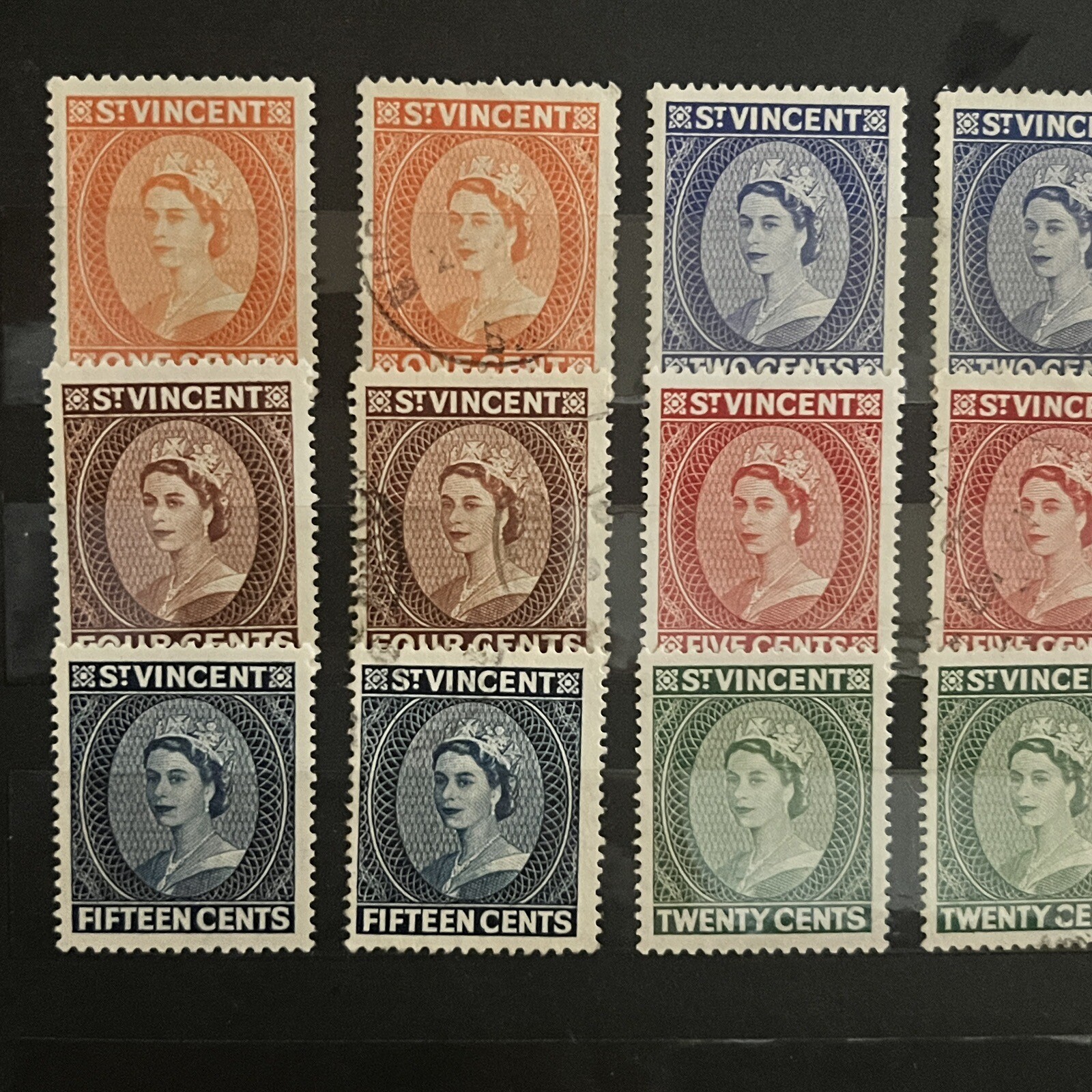 ST. VINCENT M&U STAMPS IN STOCK PAGE QUEEN ELIZABETH KING GEORGE 6 CORONATION