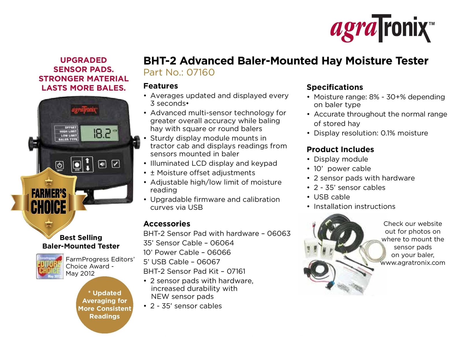 Agco Parts Agratronix Advanced Baler-Mounted Hay Moisture Tester BHT-2 FX07960