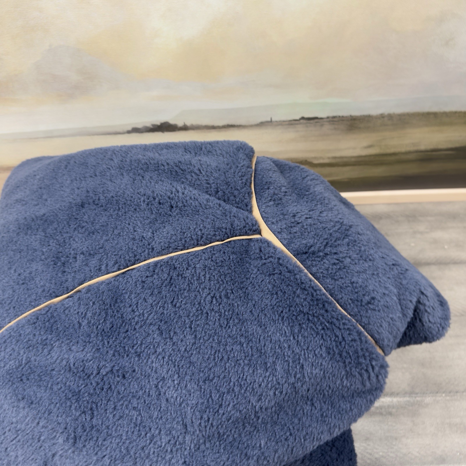 Pottery Barn Teen Large Camden Faux Fur Ivory Bean Bag Chair Slipcover Only Navy