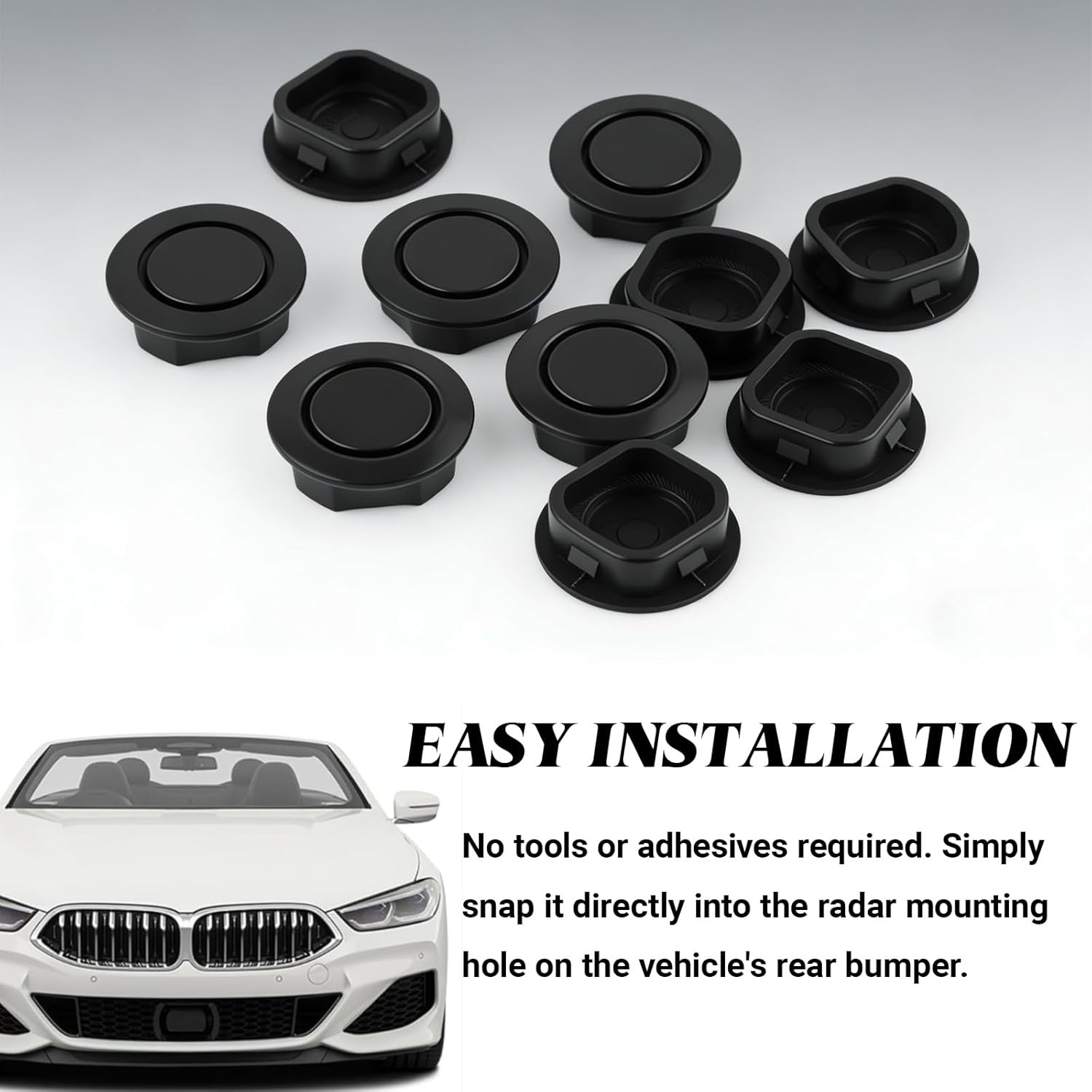0PCS Car Rear Bumper Radar Hole Cover, Durable Bumper Hole Plugs Protector Cover