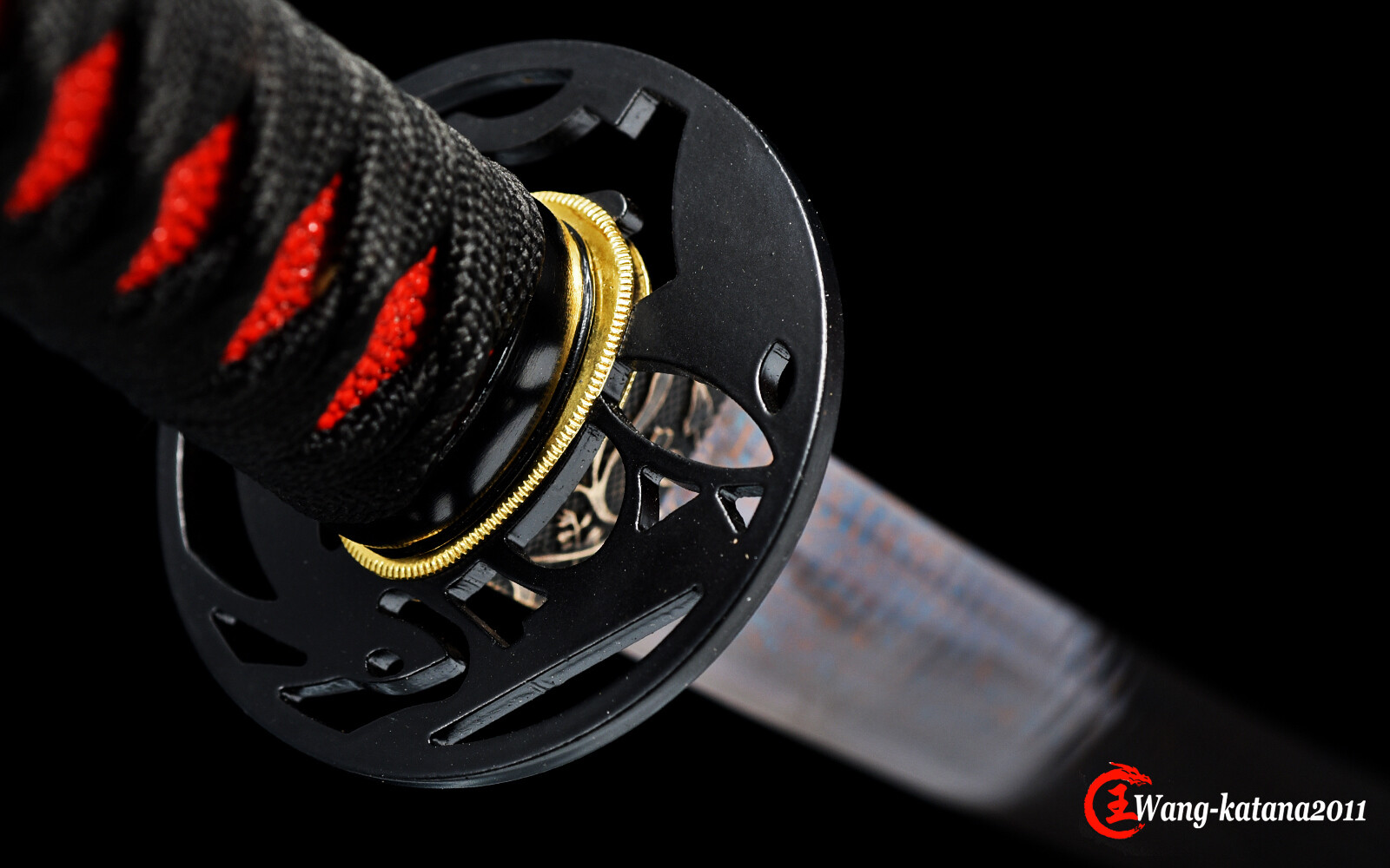 Unique Red&Blue Damascus Folded T1095 Steel Katana Japanese Samurai Sharp Sword