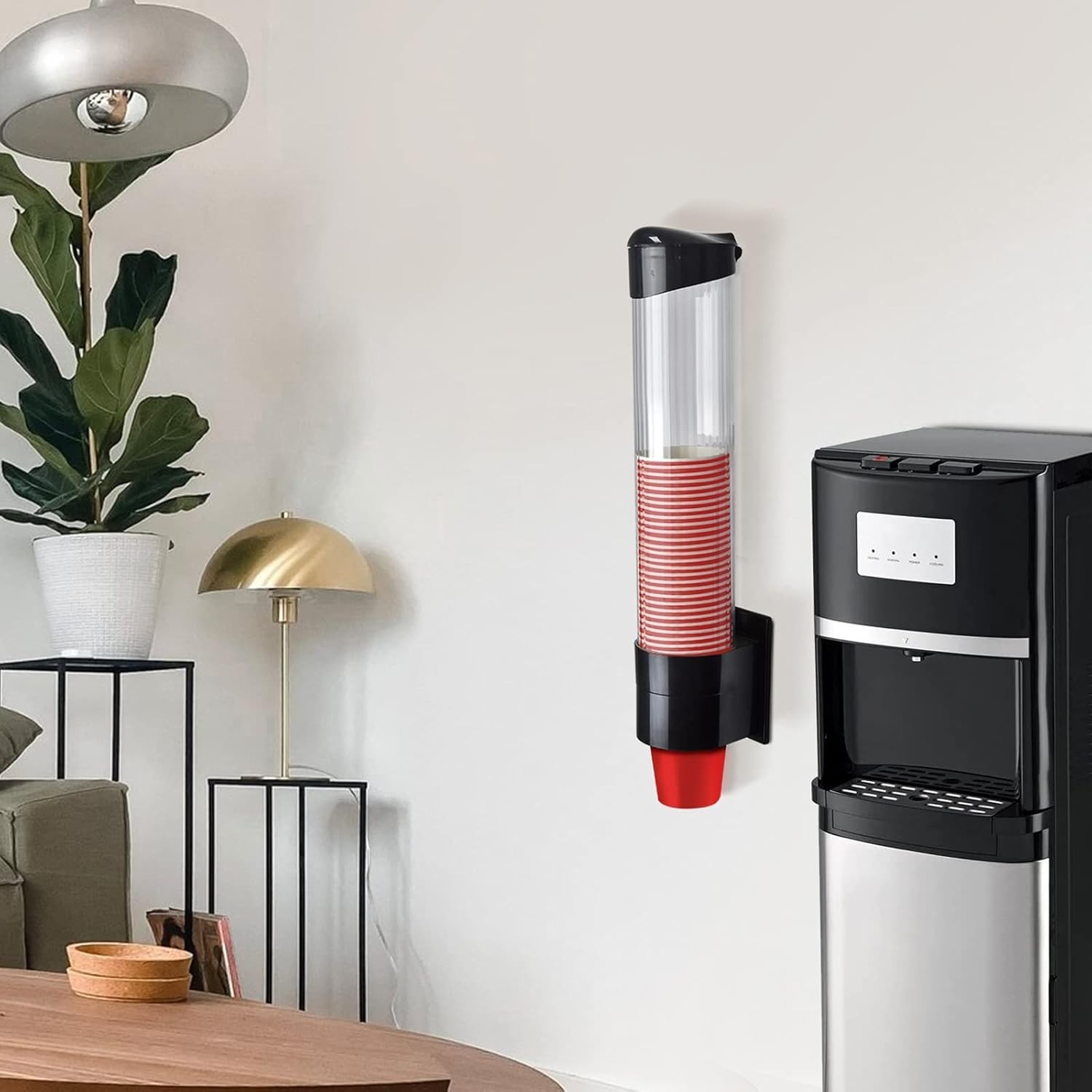 Pull Type Wall Mount Cup Dispenser Fits 7–12oz Cups Black Large