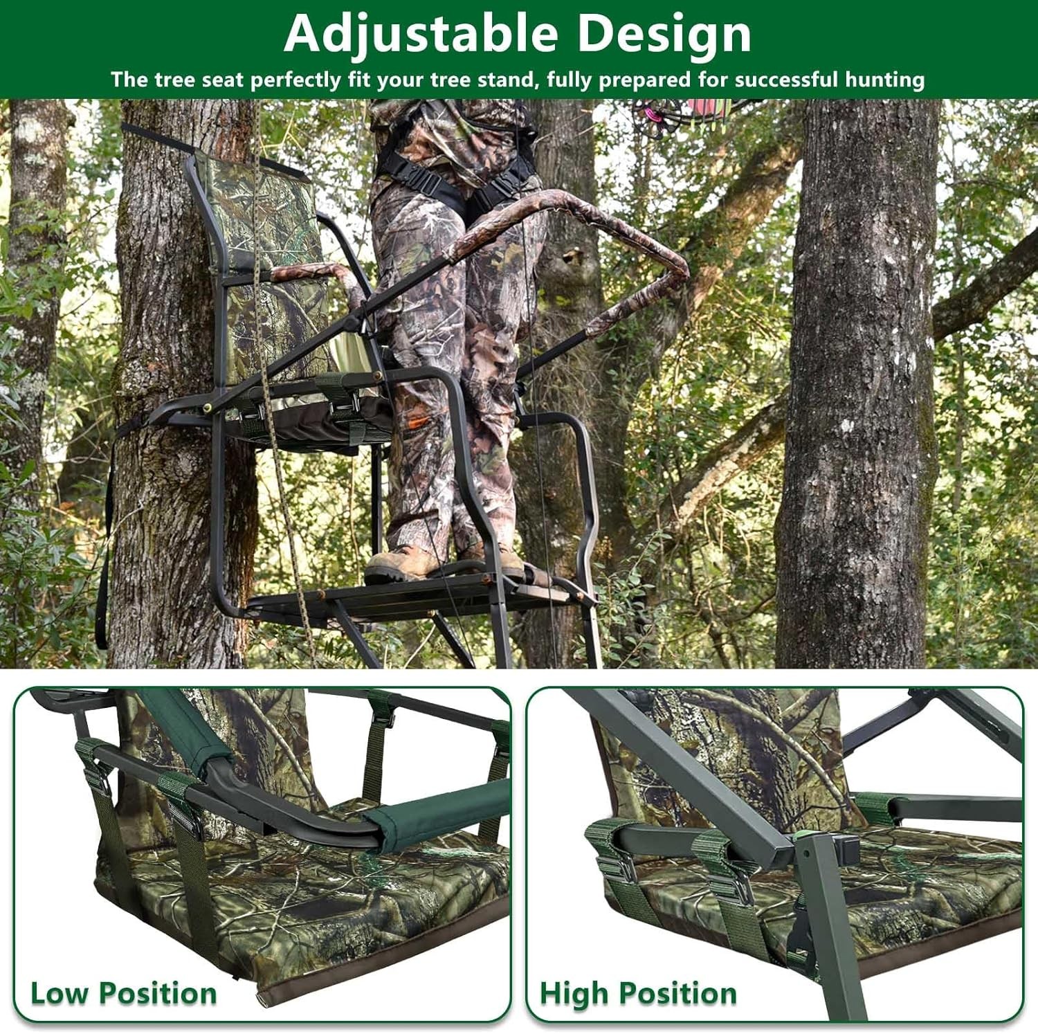 Tree Stand Seat Replacement, Adjustable Treestand Seats for Hunting, Comfortable