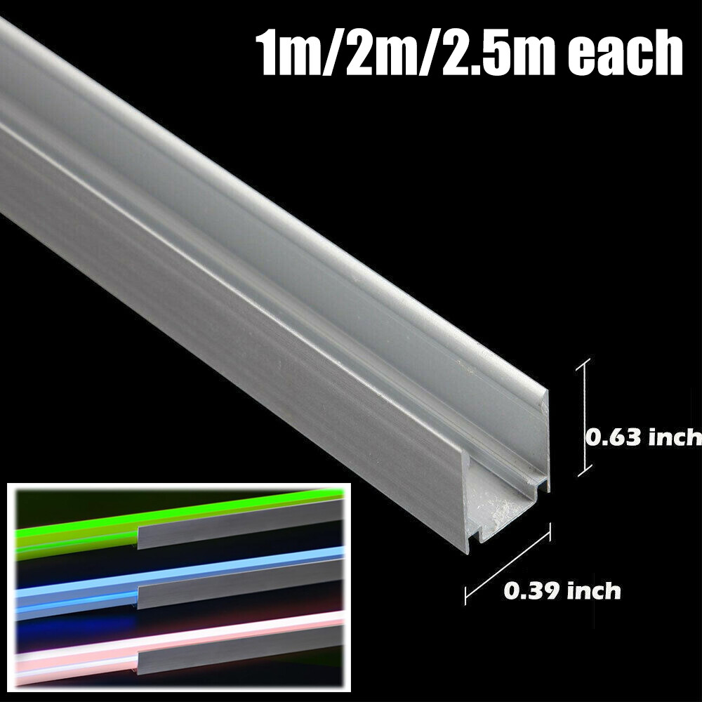 1m-2.5m Aluminum Clip Light Channel Mounting Bracket for 8x16mm Rope Lights