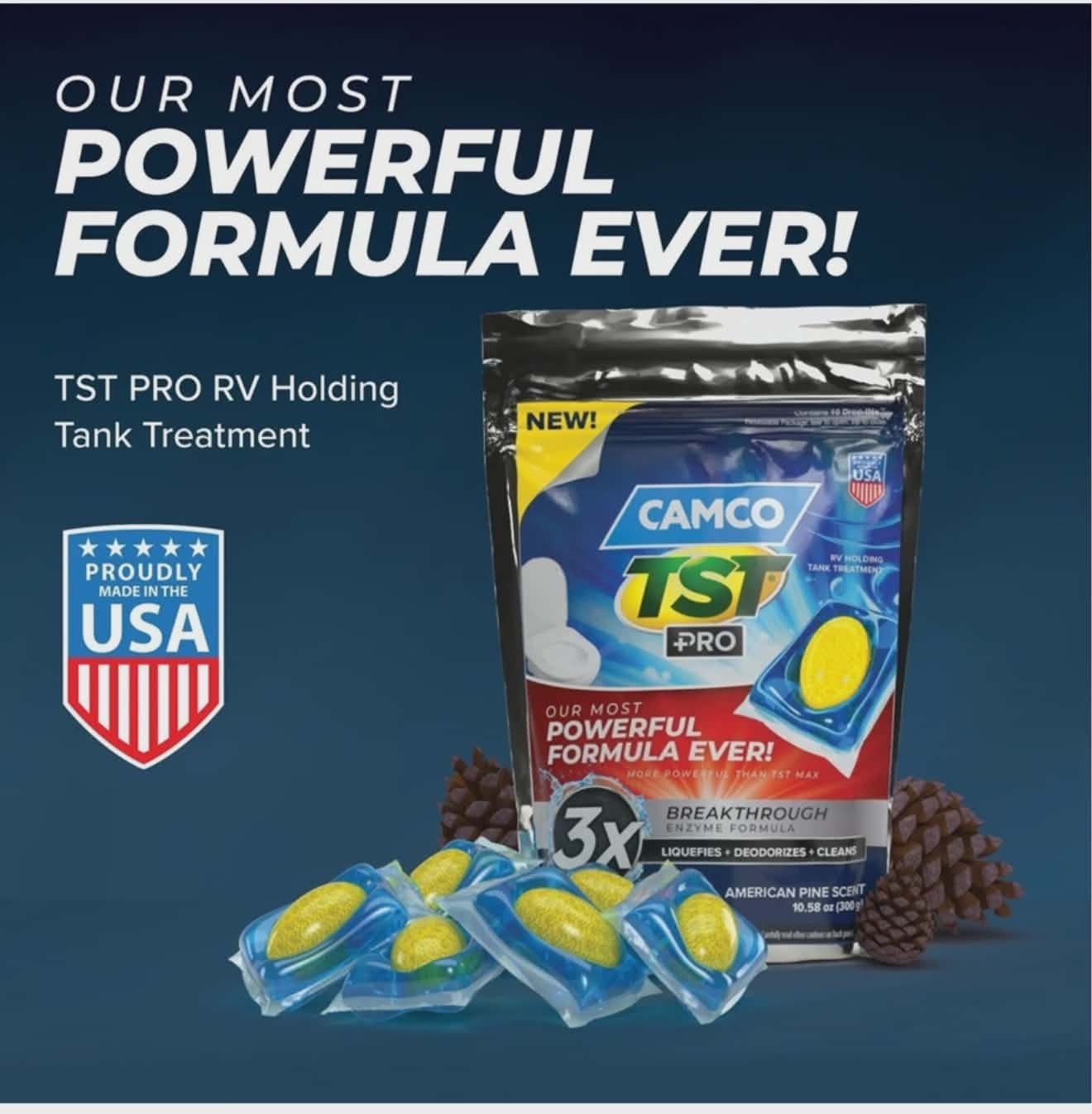 Camco TST PRO RV Holding Tank Treatment Drop-Ins American Pine 10-Pack 41770