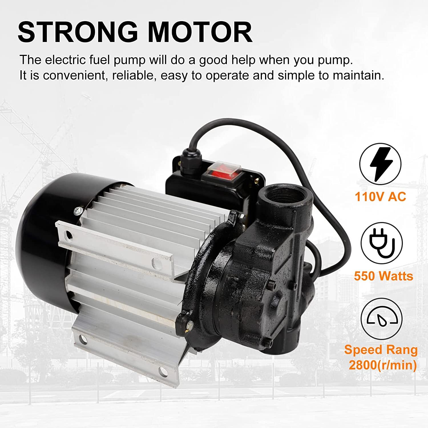 16GPM 550W Oil Diesel Fuel Transfer Pump Self Priming 110V AC 60L/min Oil Pump