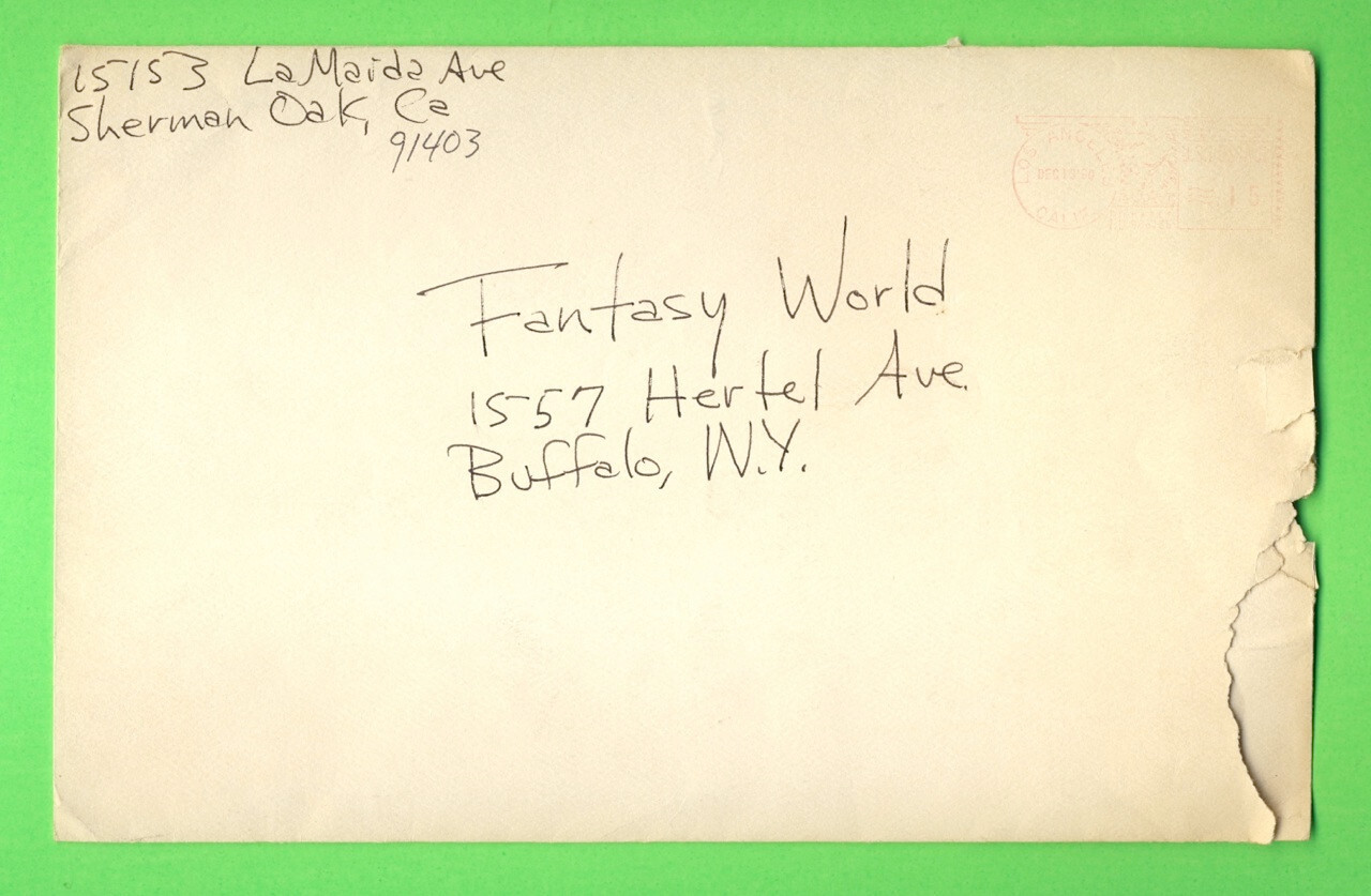 1980 ALICE COOPER CHRISTMAS CARD Signed BRIAN "RENFIELD" NELSON w/ POSTMARK