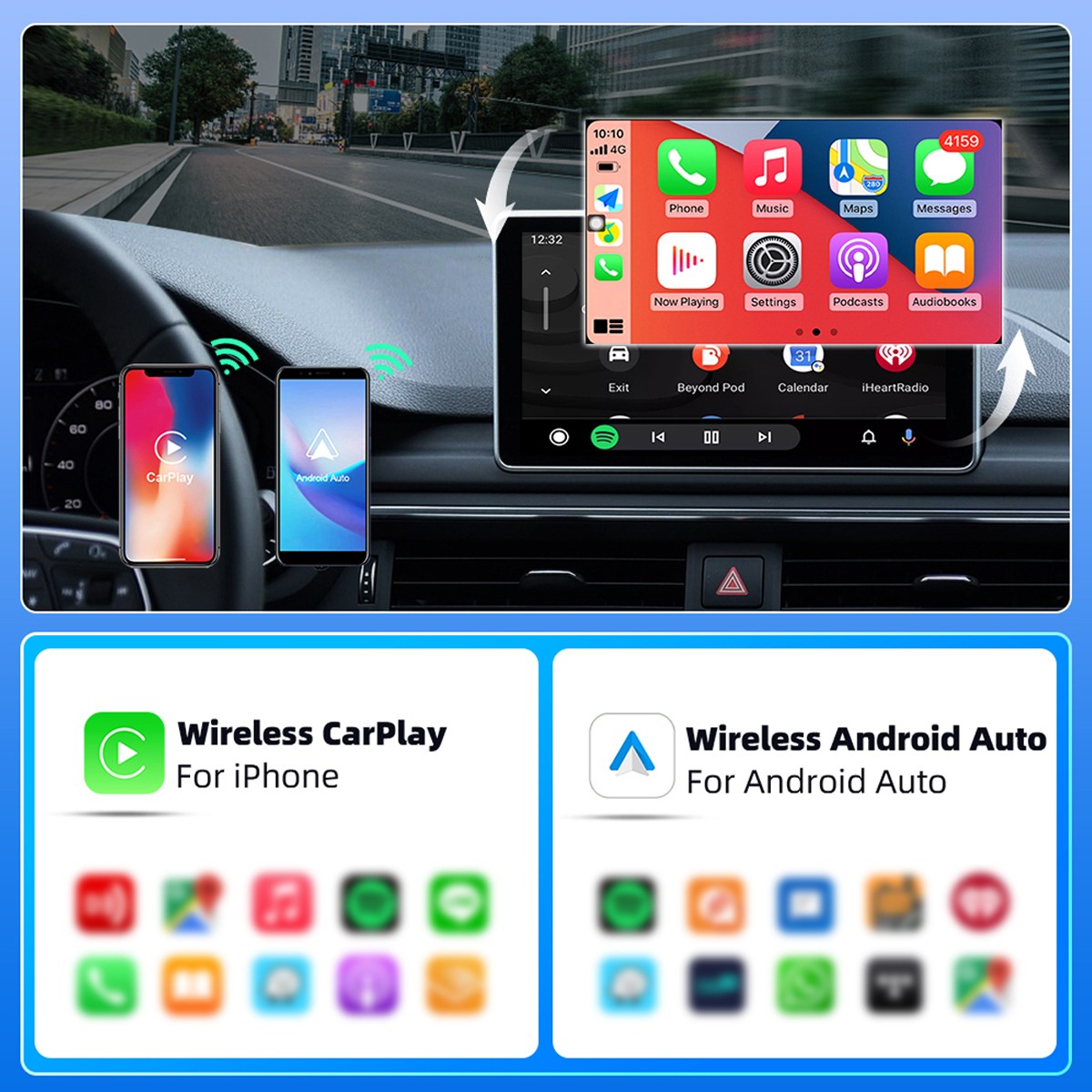 USB Auto Wireless CarPlay Adapter For Apple Android Wireless Dongle Plug ＆ Play
