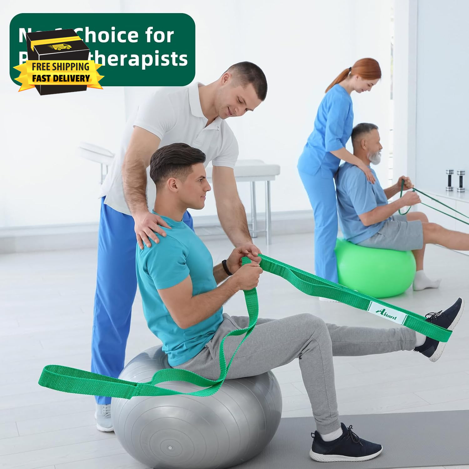 Stretching Strap Yoga Straps for Physical Therapy, 10 Loops Non-Elastic Stretch