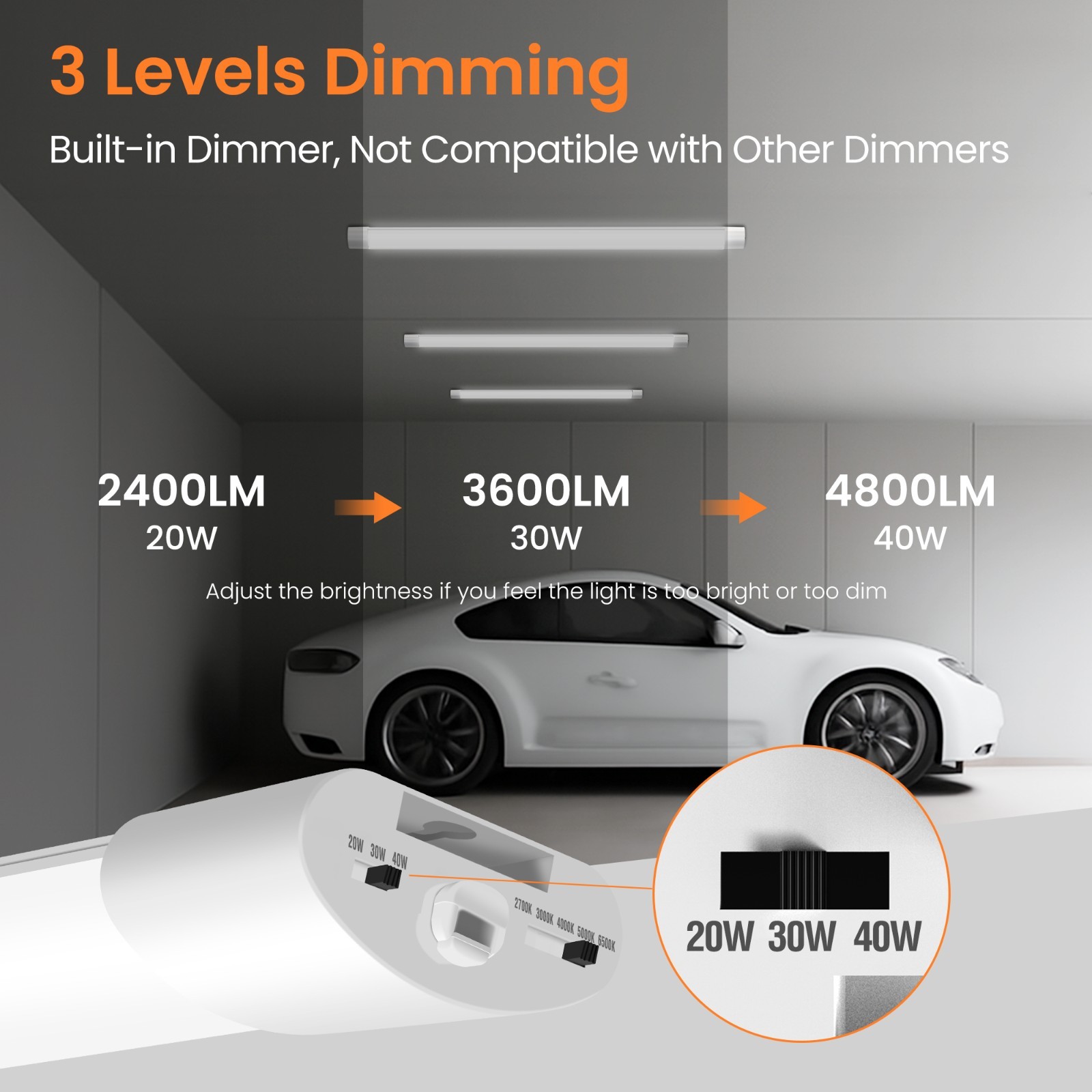 4 Pack 4FT LED Shop Lights 4800lm 5CCT 40W linkable Utility Lights for Garage