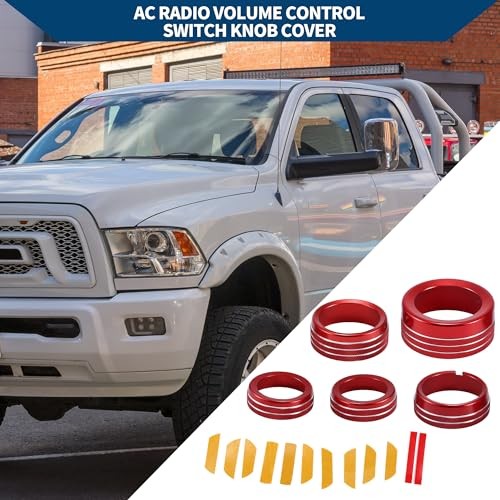 AC Air Conditioner Gear Shift Headlight Media Control Switch Knob Cover for Red
