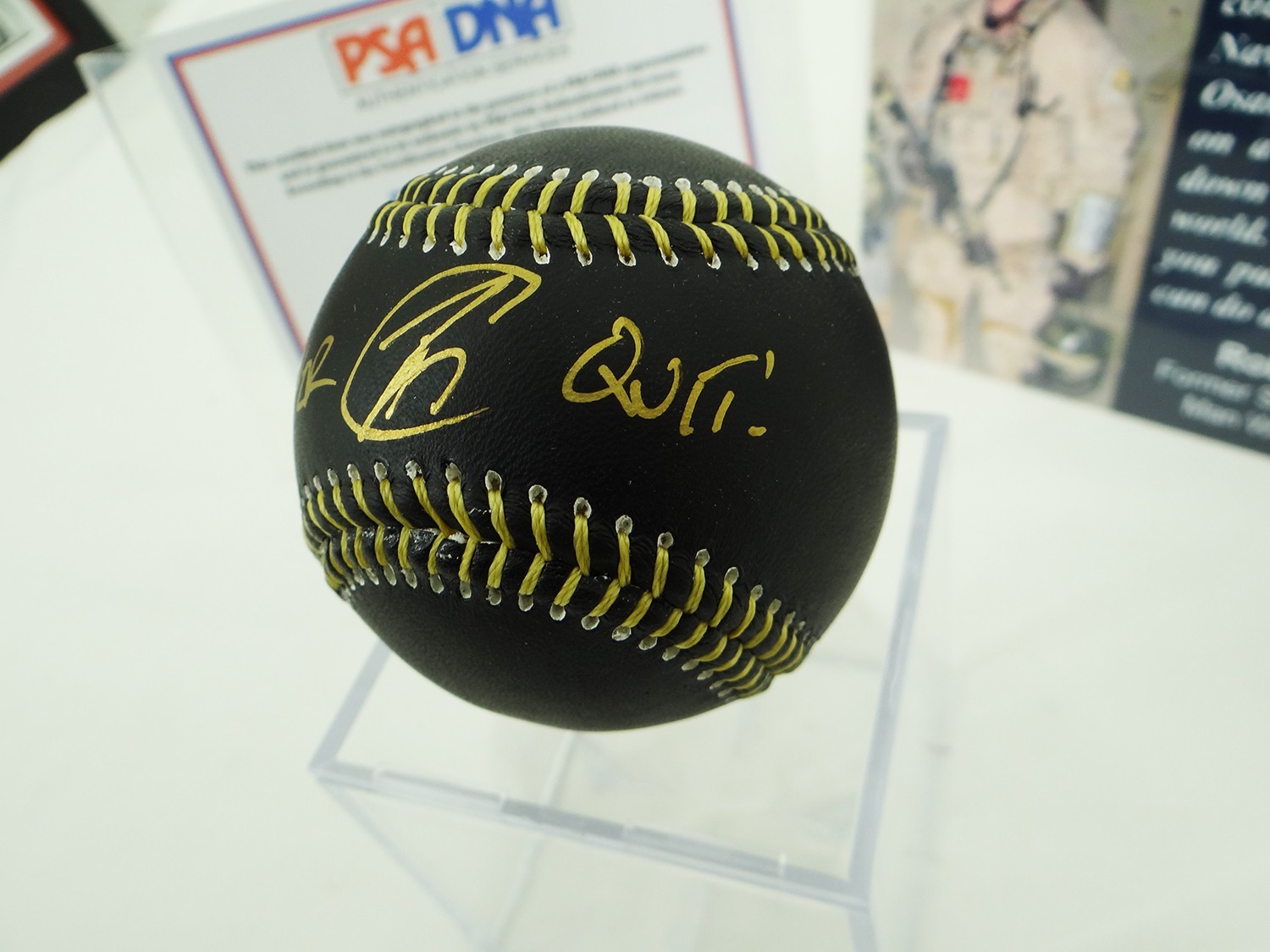 Robert O'Neill Signed Midnight Gold Baseball Inscribed “Never Quit” w/ PSA COA