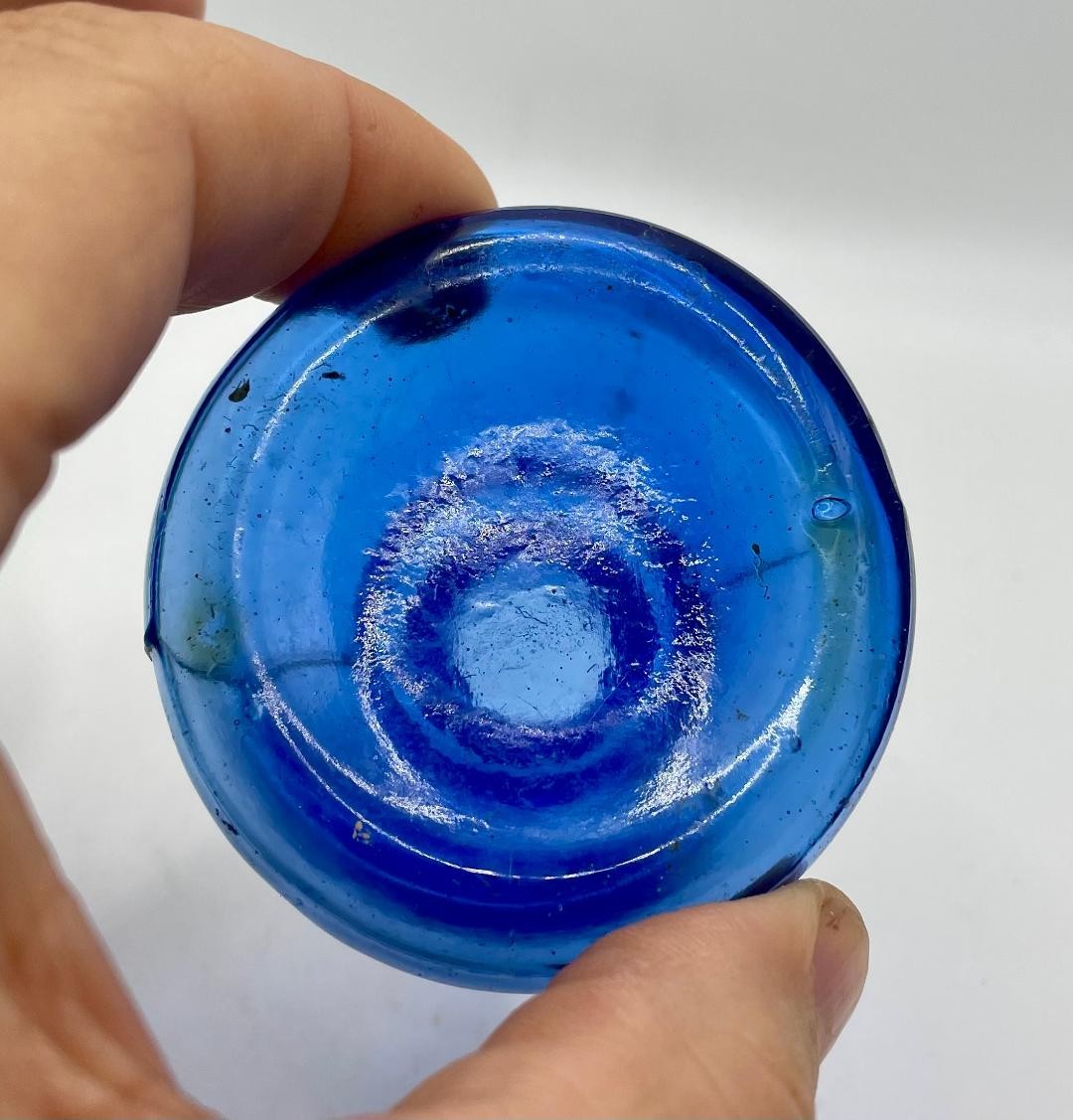 Beautiful Cobalt Blue Cone Ink Well Hand Blown 1880s -90s Writing School Teacher