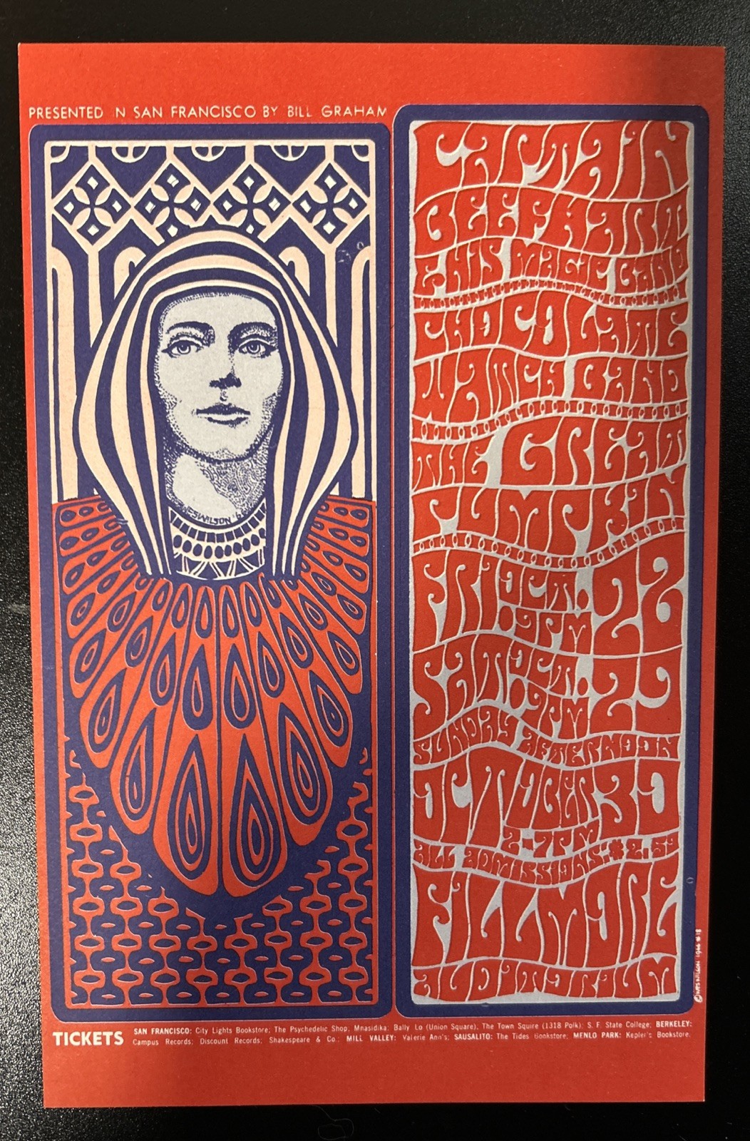 1966-FILLMORE BG-34 POSTCARD-REPRINT-CAPTAIN BEEFHEART & HIS MAGIC BAND-W.WILSON