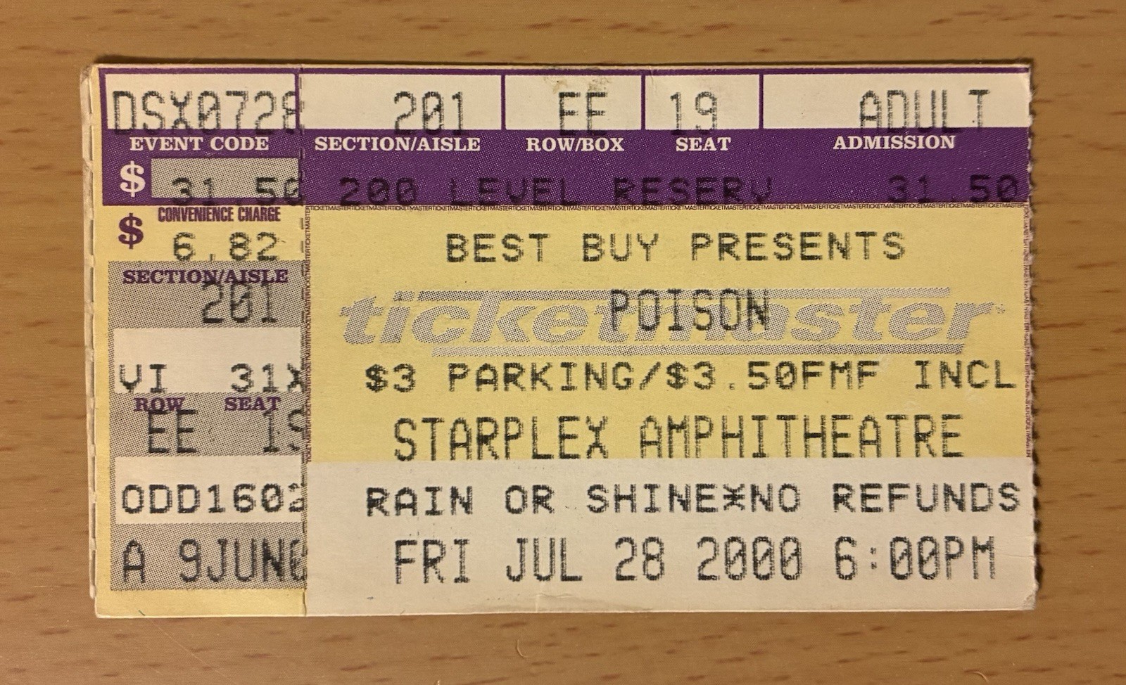 2000 POISON / CINDERELLA / DOKKEN / SLAUGHTER DALLAS CONCERT TICKET STUB