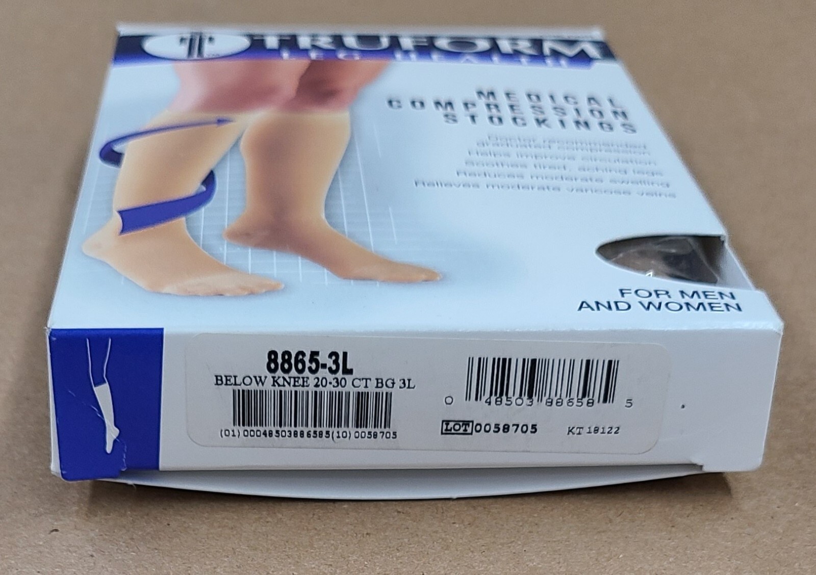 Truform 20-30 Below Knee Compression Stockings, Closed Toe, Beige, 3X, # 8865-3L