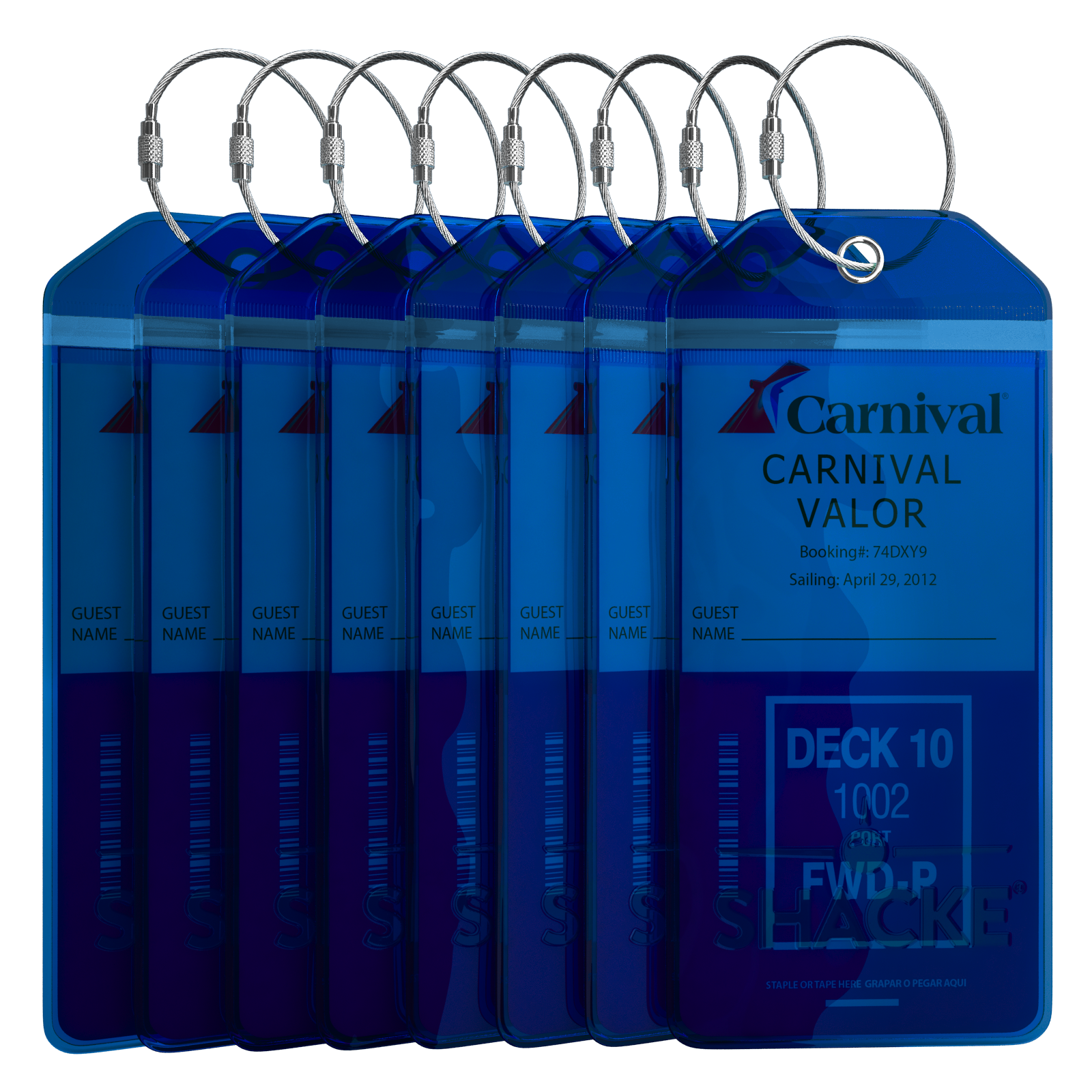 Shacke Cruise Tags Luggage Etag Holders Zip Seal & Steel Loops Thick PVC