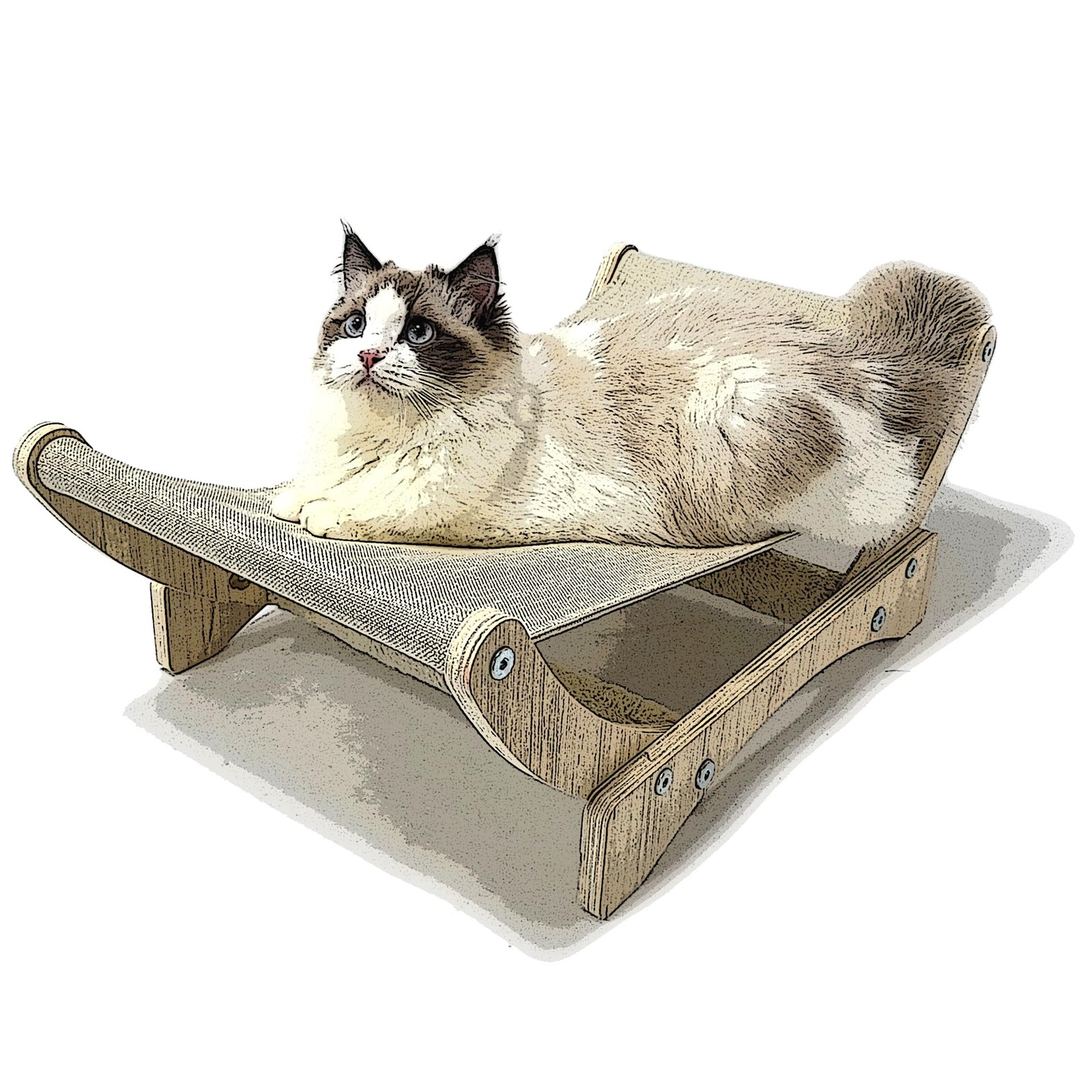 HeyKitten 24in Cat Hammock Elevated Couch Bed with Sturdy Stand Raised Loungi...