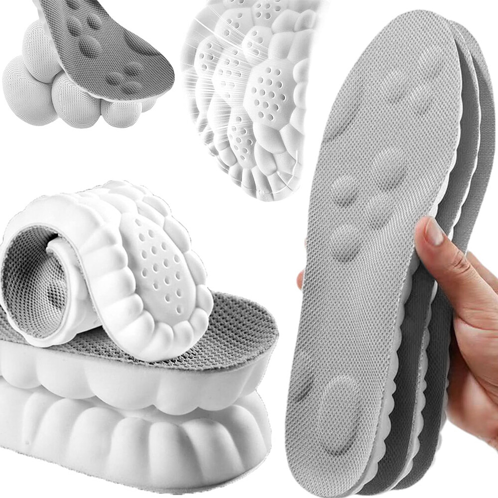 1/2/4 Pairs Unisex 4D Technology Athletic Ergonomic Shock Absorption Insoles